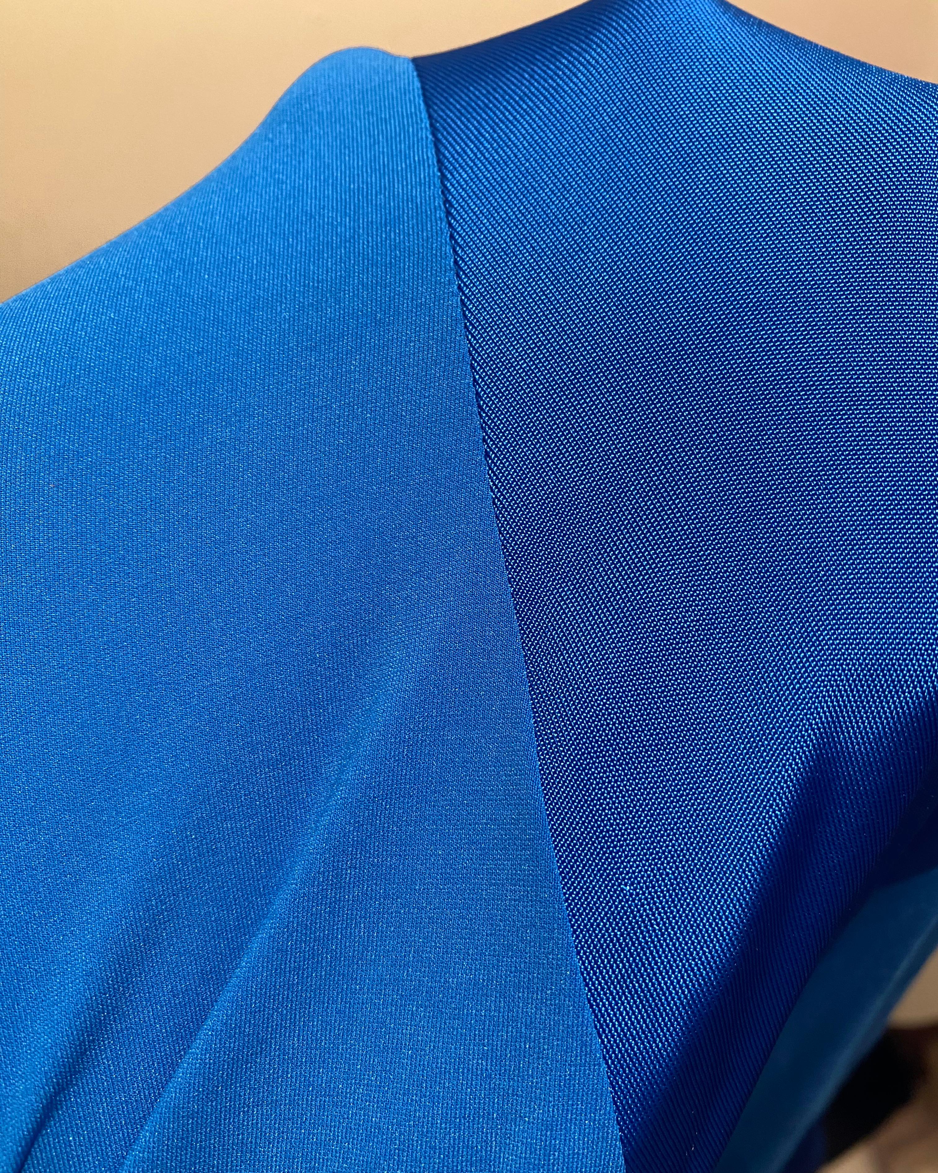 Esteban Cortazar electric blue long sleeve flared midi stretch dress FR 34 For Sale 11