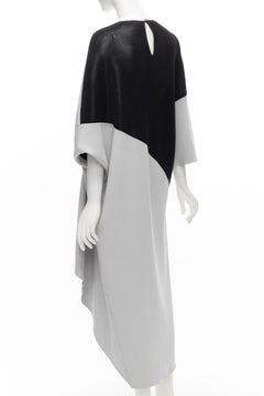 ESTEBAN CORTAZAR grey asymmetric 3D cut mesh patchwork high low tunic FR38 M
