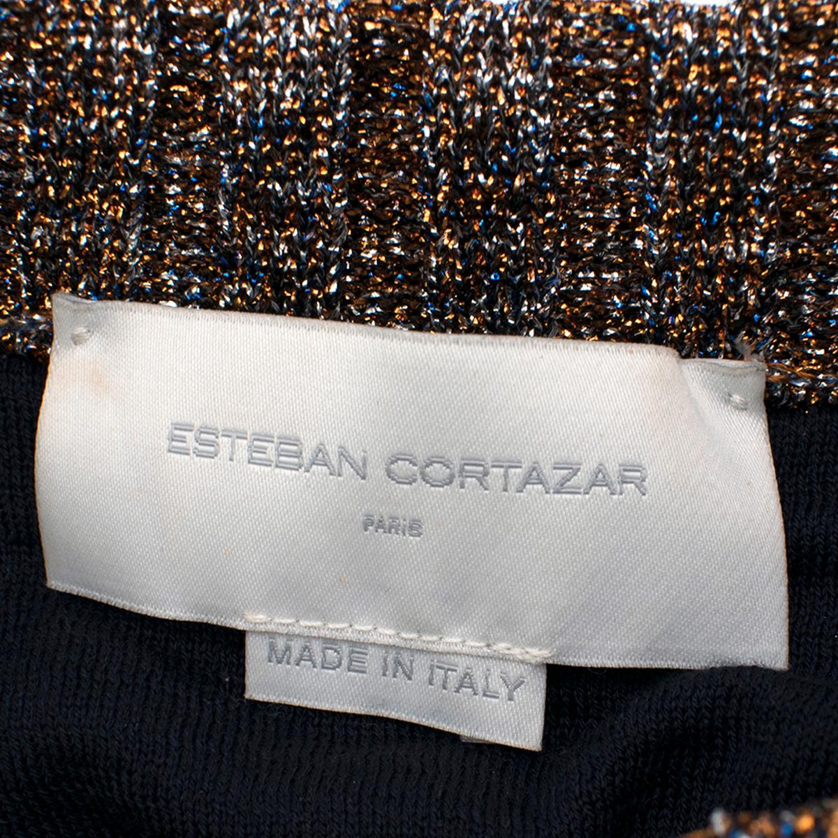 Esteban Cortazar High Neck Metallic Knit Jumper - Size S For Sale 1