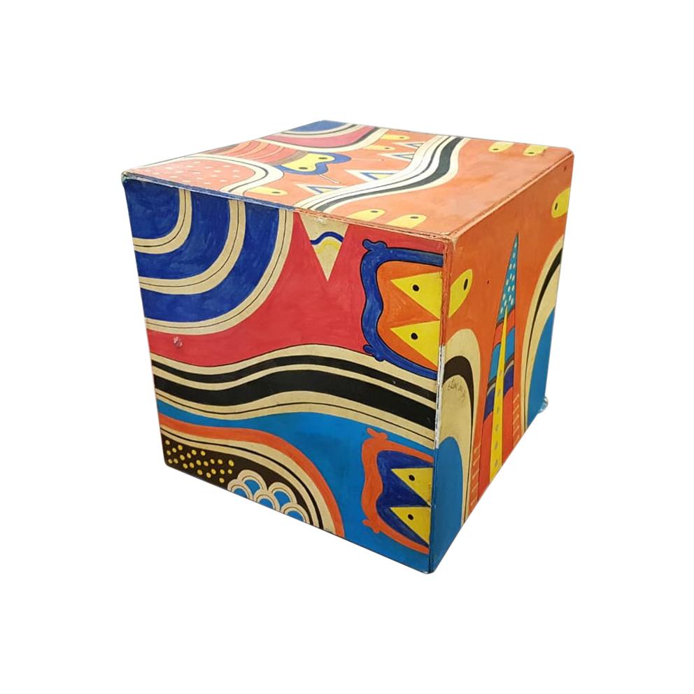 Esteban Cruz Acrylic on Cardboard Decorative Cube