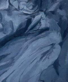 Mi Cama - Painting of Tangled Sheets & Shoes in Muted Grey Tones