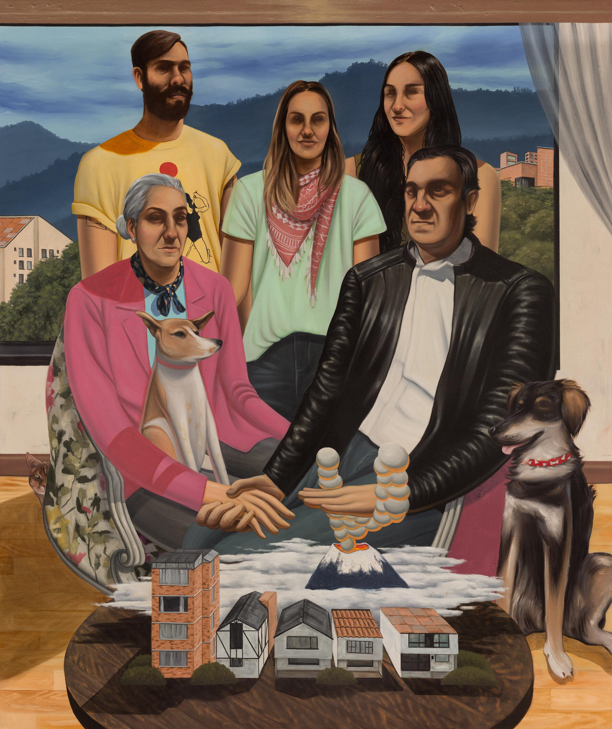 Esteban Ocampo-Giraldo Figurative Painting - Retrato Familiar (Family Portrait)