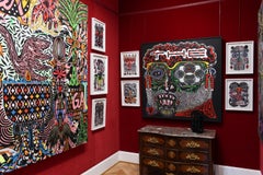 'Greta' - collage, abstract portrait, found paper, black and white