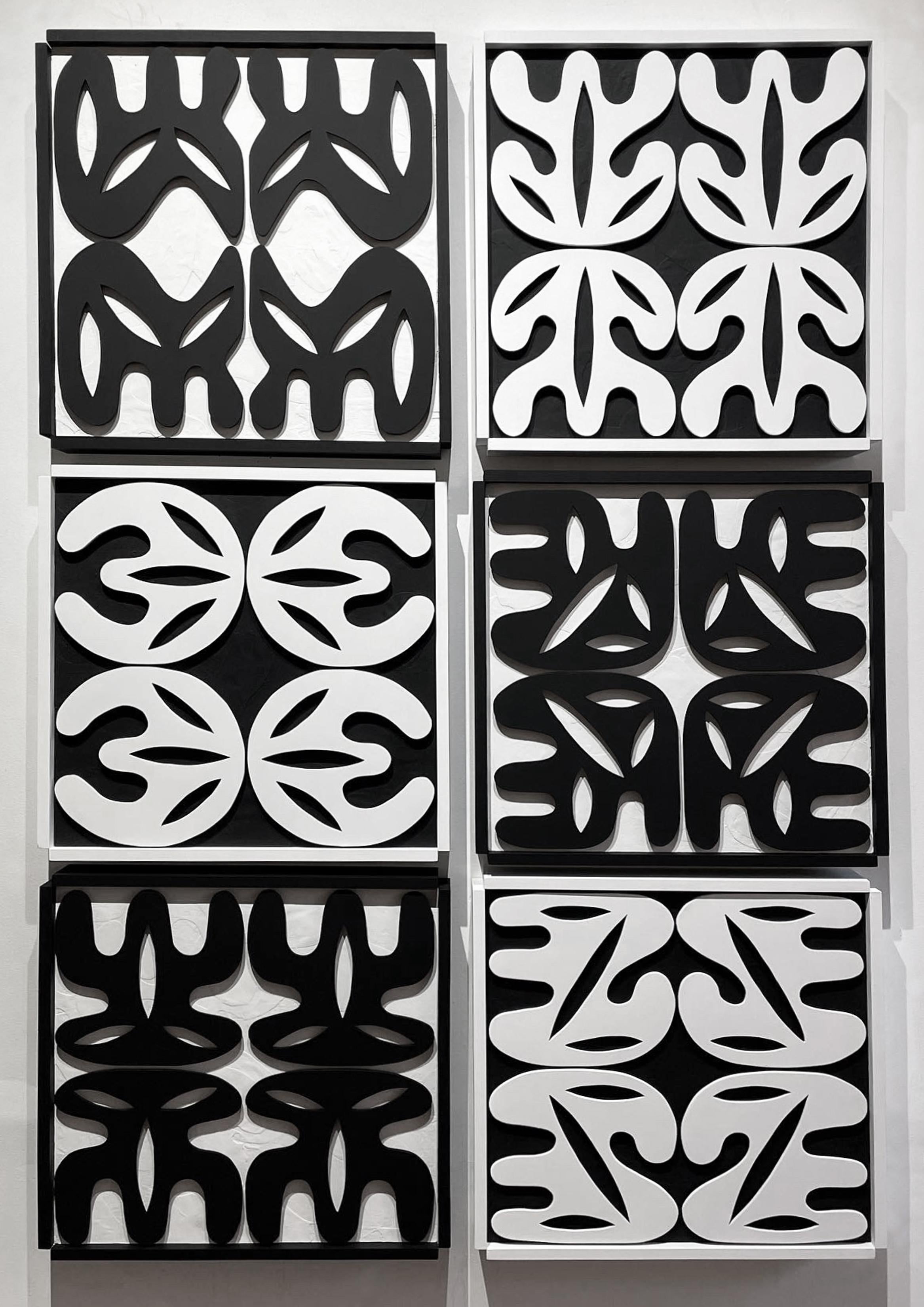 'Mumbo Jumbo' - large-scale abstract, 3-D, sculptural, black and white, wood