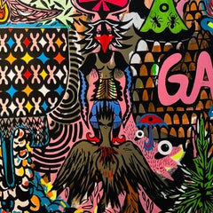 'GAGA' - surrealist, large-scale painting, colorful, symbolism, patterns
