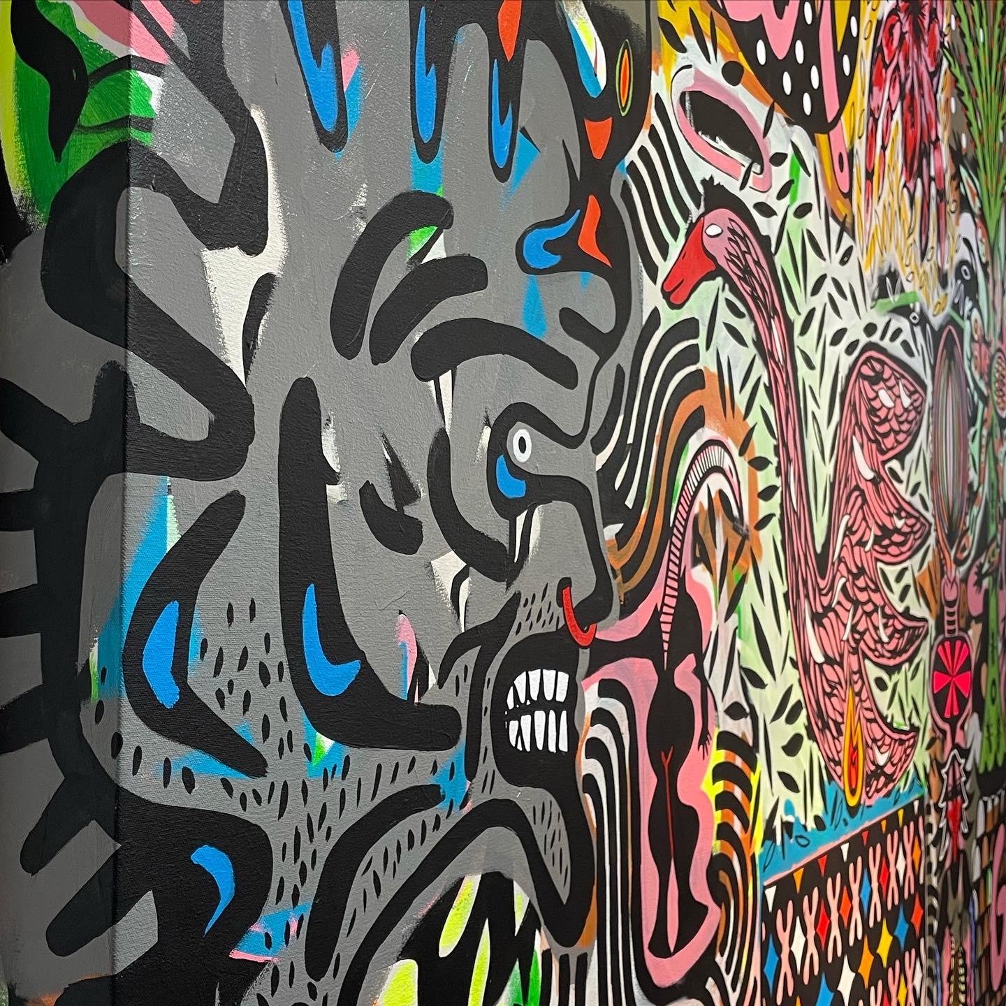 'GAGA' - surrealist, large-scale painting, colorful, symbolism, patterns For Sale 1