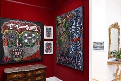 'I Will Be Your Slave' - surrealist, large-scale painting, colorful, patterns