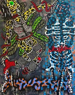 'I Will Be Your Slave' - surrealist, large-scale painting, colorful, patterns