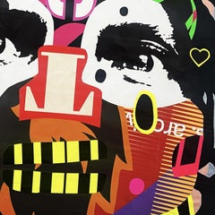 'Blumenmann' - collage portrait, bright colors, abstract, pop