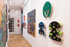 "Single Shape System 002" green, symbol, language, abstract, wall sculpture