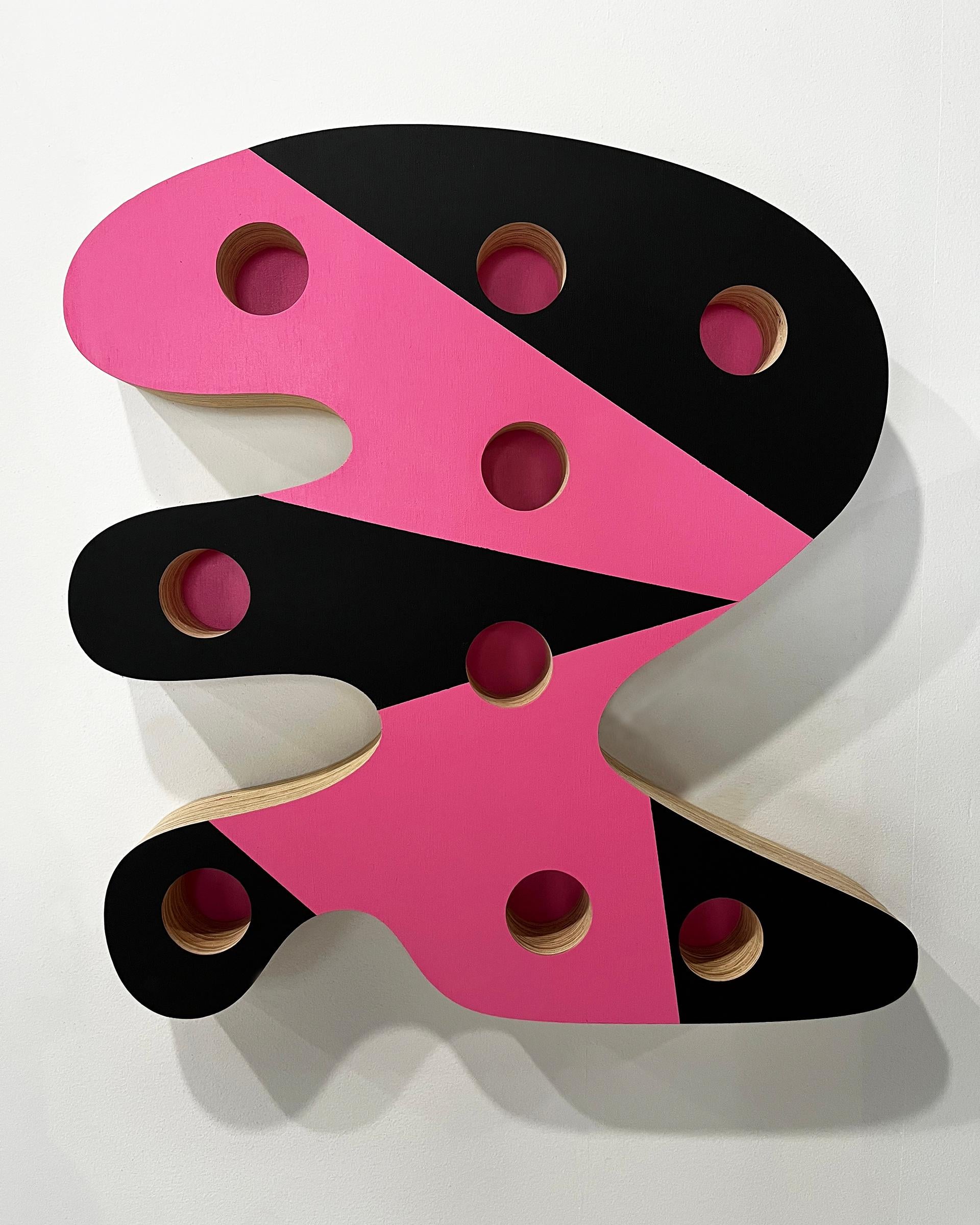 "Single Shape System 006" pink, symbol, language, abstract, wall sculpture
