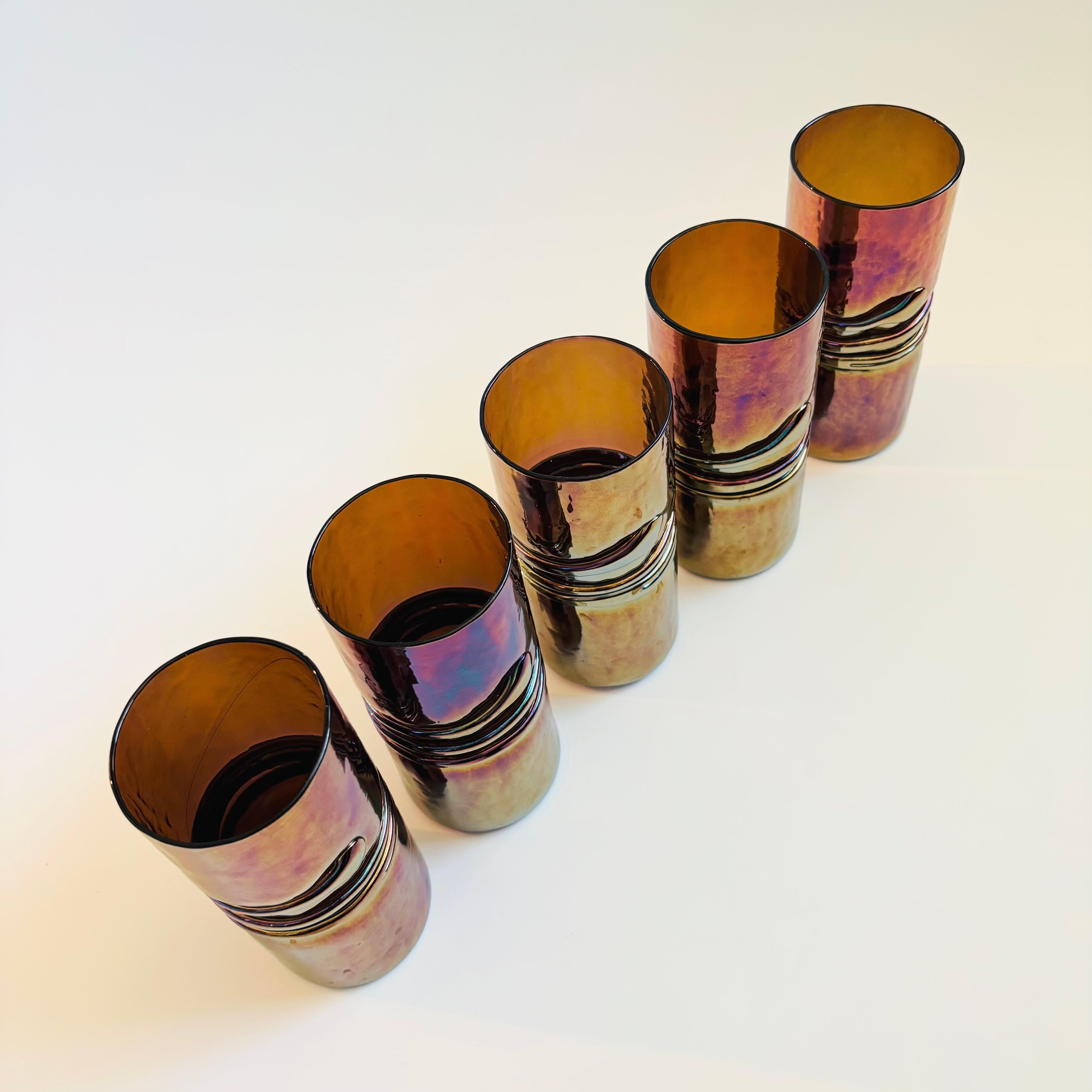 Bicchieri iridescenti in bronzo di Esteban Prieto - Set da 5 In condizioni buone in vendita a Fairfield, CA