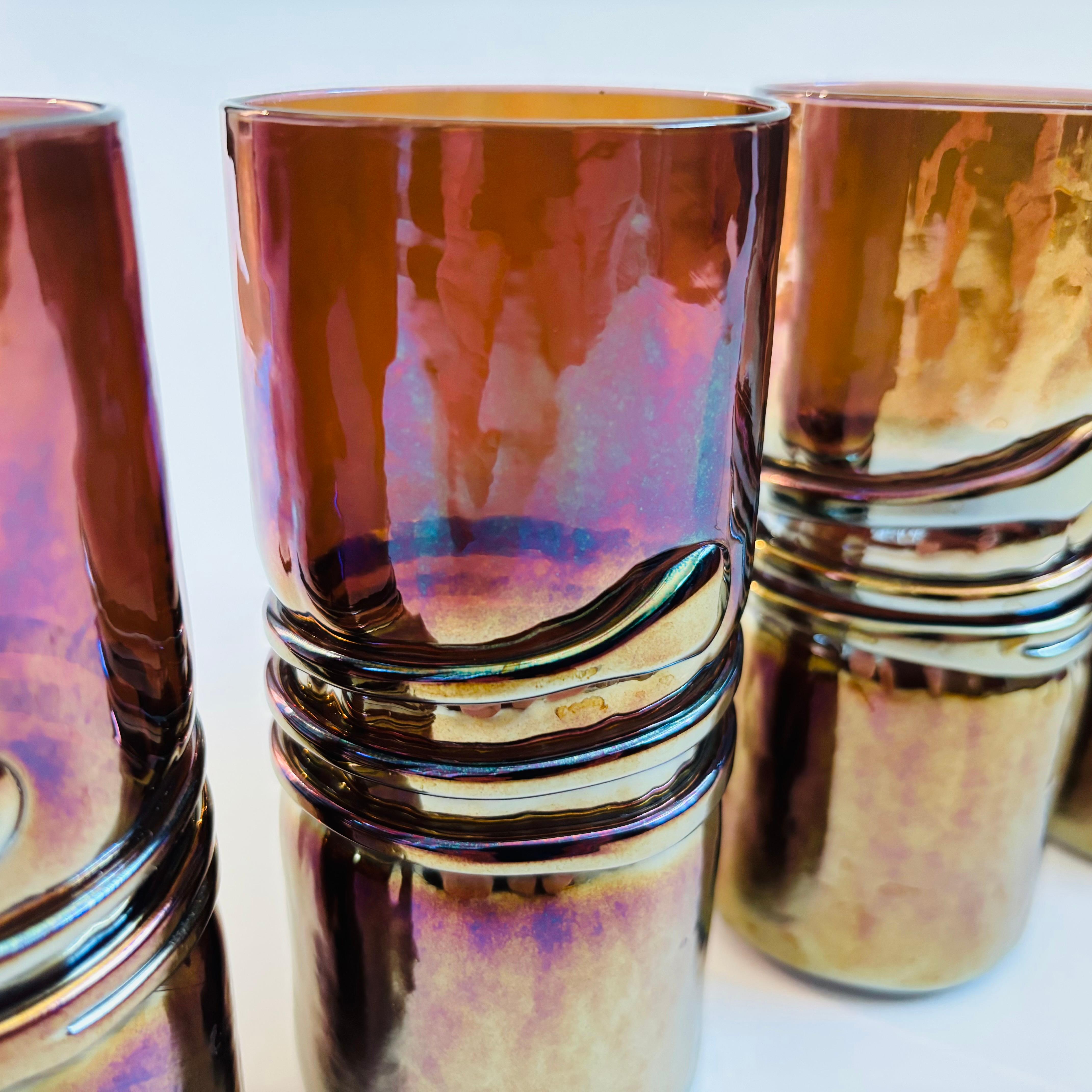 Vetro soffiato Bicchieri iridescenti in bronzo di Esteban Prieto - Set da 5 in vendita
