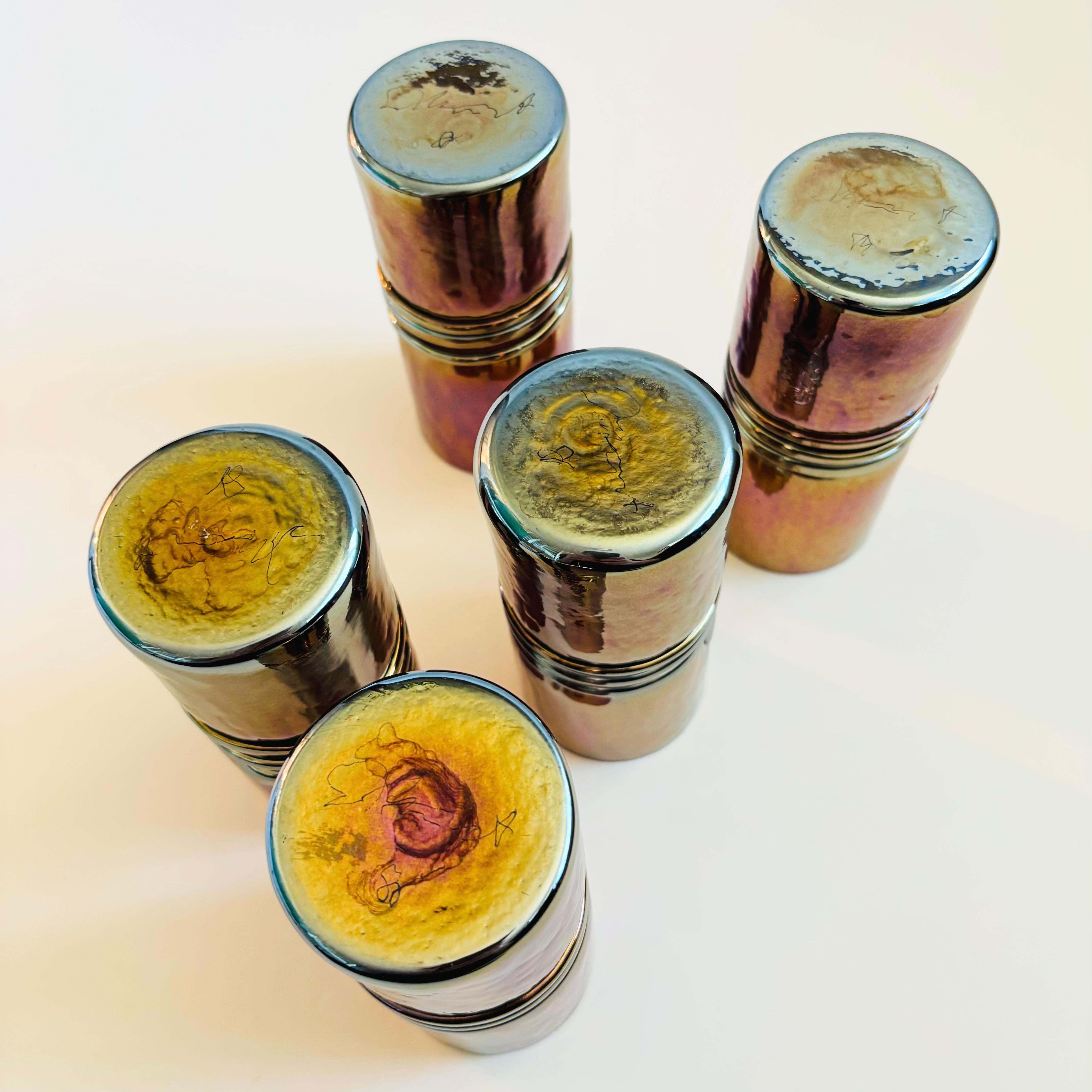 Bicchieri iridescenti in bronzo di Esteban Prieto - Set da 5 in vendita 2