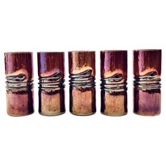 Bicchieri iridescenti in bronzo di Esteban Prieto - Set da 5
