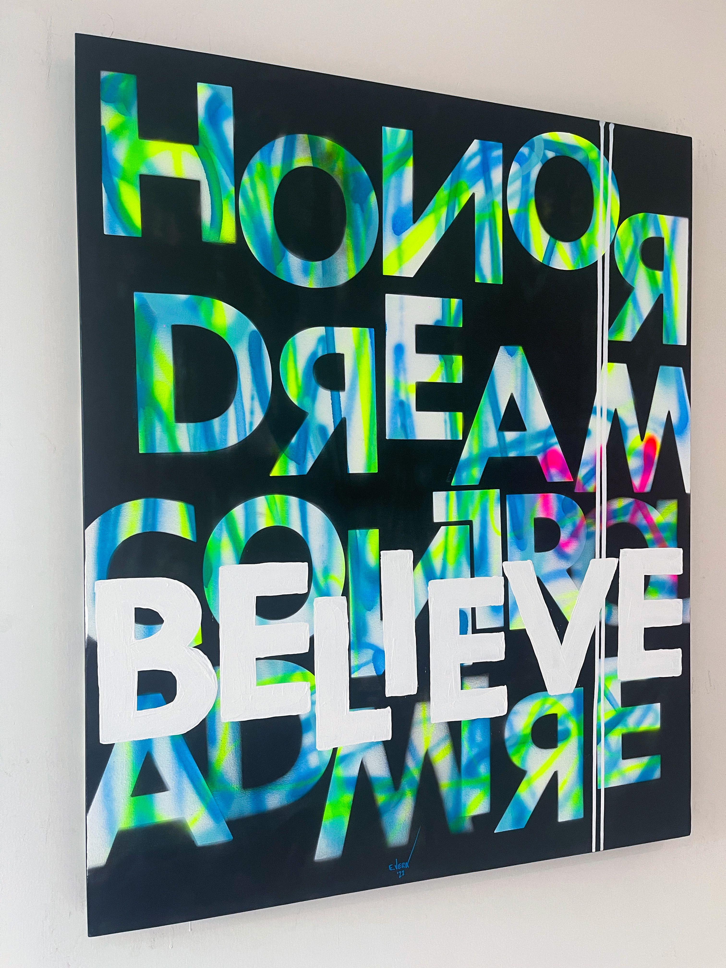 Believe, Gemälde, Acryl auf Leinwand (Pop-Art), Painting, von Esteban Vera