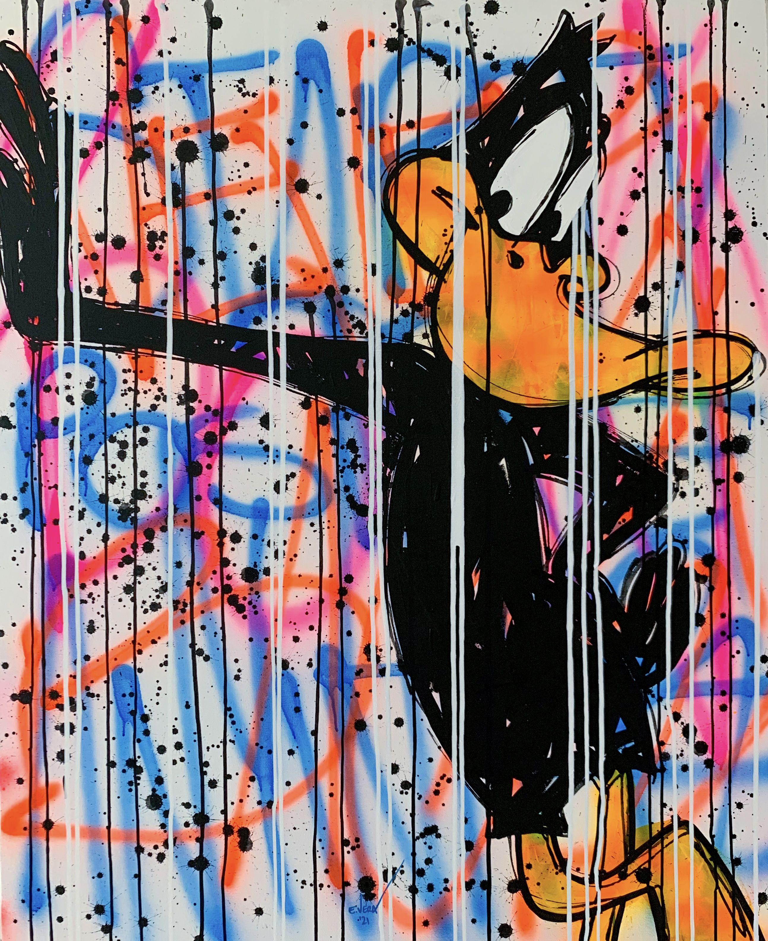 Daffy Duck and Looney Tunes inspired, great colors, acrylic and spray on canvas, great art work, exhibitions in the best Art Galleries in France, USA and Mexico. :: Painting :: Pop-Art :: This piece comes with an official certificate of authenticity