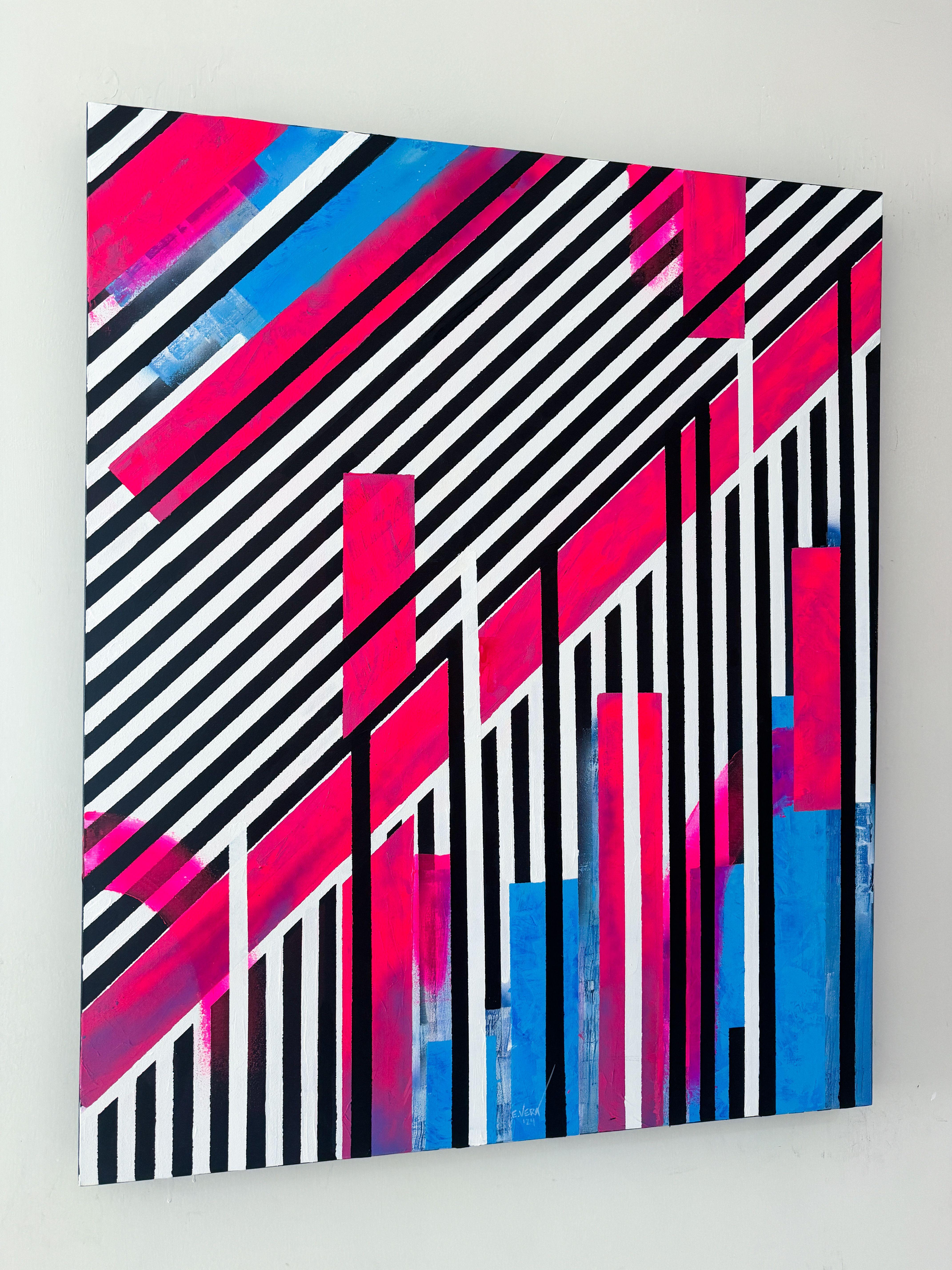 Coraggio, Pittura, Acrilico su tela - Abstract Painting Rosa di Esteban Vera
