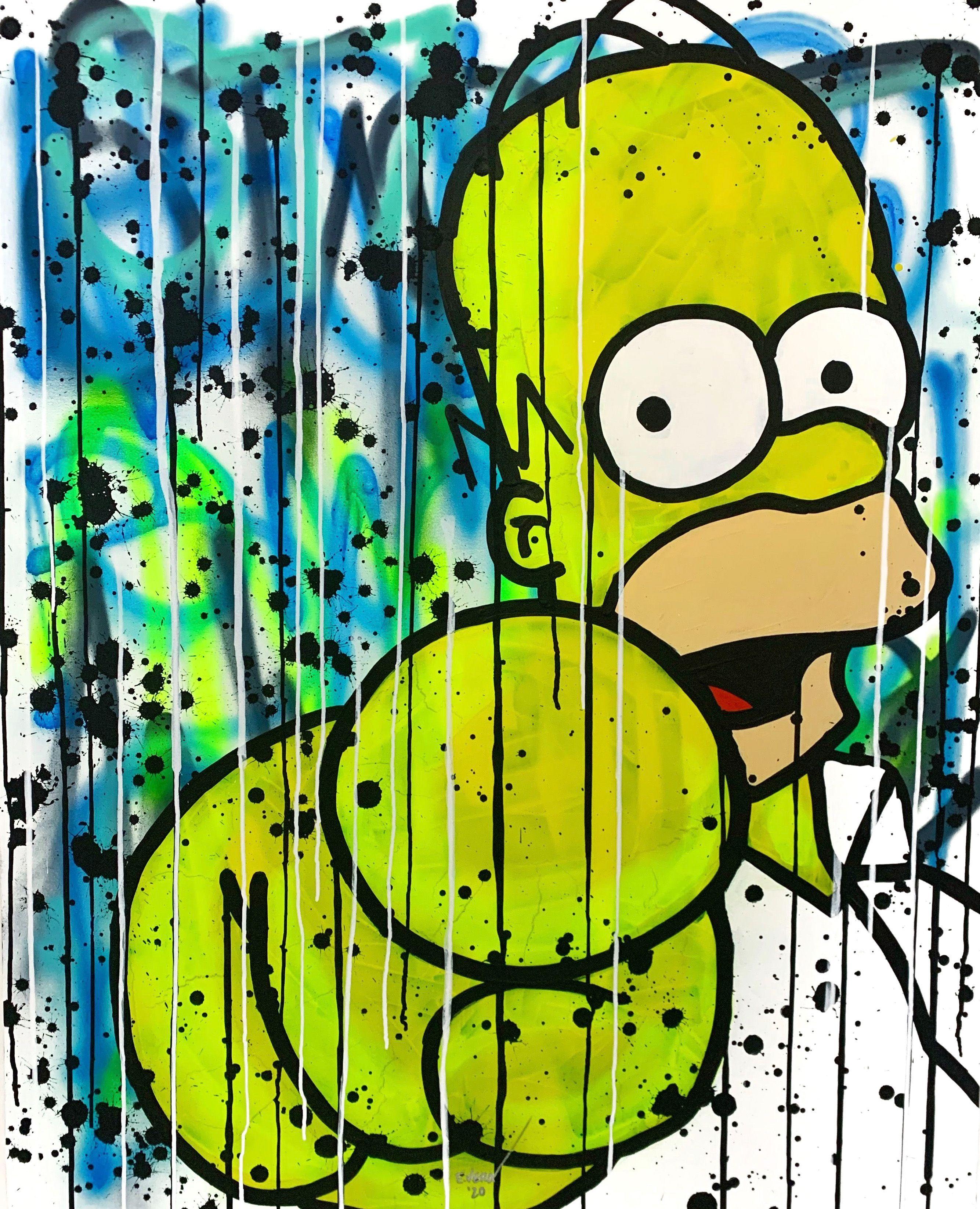The Simpsons inspired, great colors, acrylic and spray on canvas, great artwork, exhibitions in the best Art Galleries in France, USA and Mexico. :: Painting :: Pop-Art :: This piece comes with an official certificate of authenticity signed by the