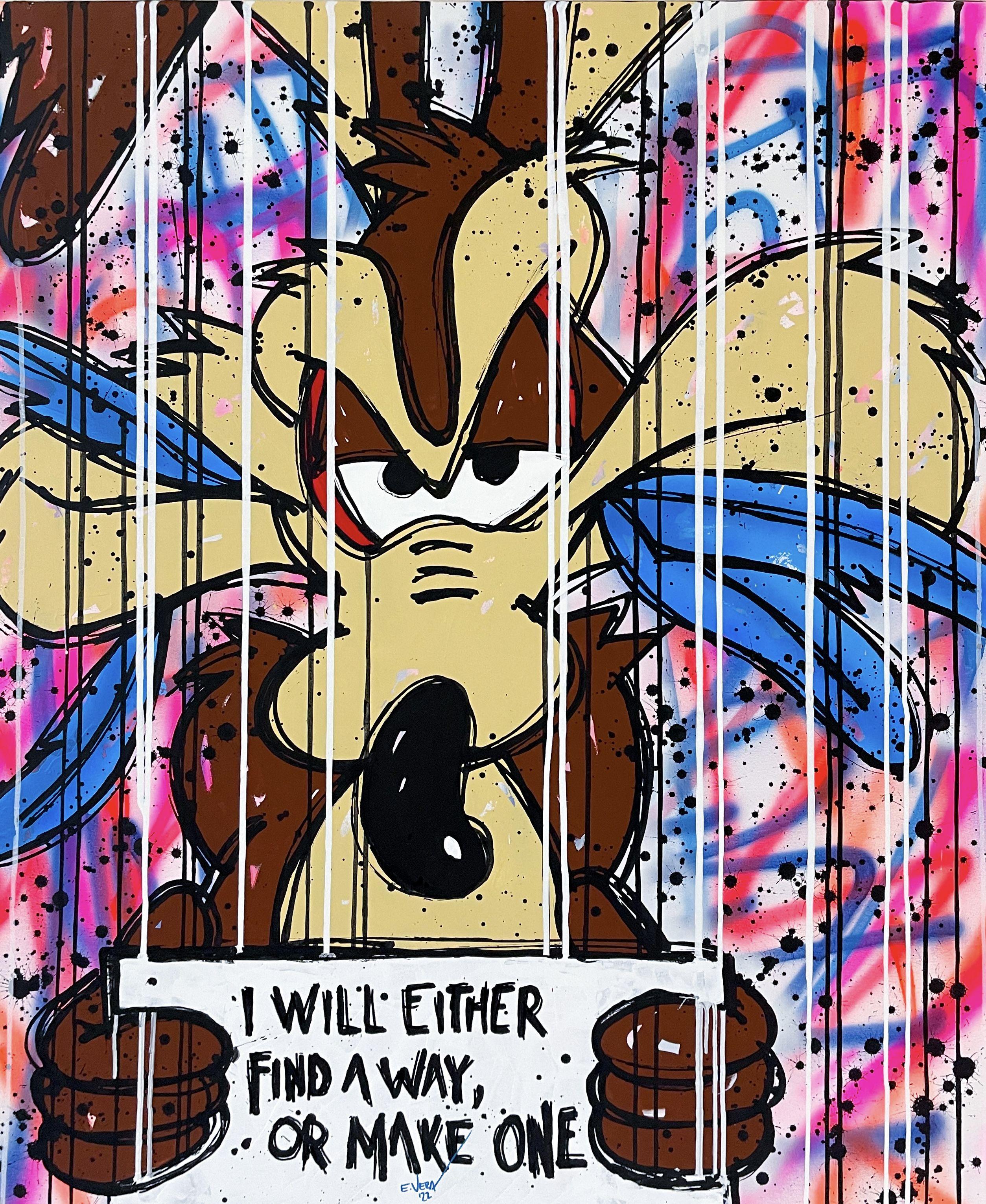 Coyote and Looney Tunes inspired, great colors, acrylic and spray on canvas, great art work, exhibitions in the best Art Galleries in France, USA and Mexico. :: Painting :: Pop-Art :: This piece comes with an official certificate of authenticity