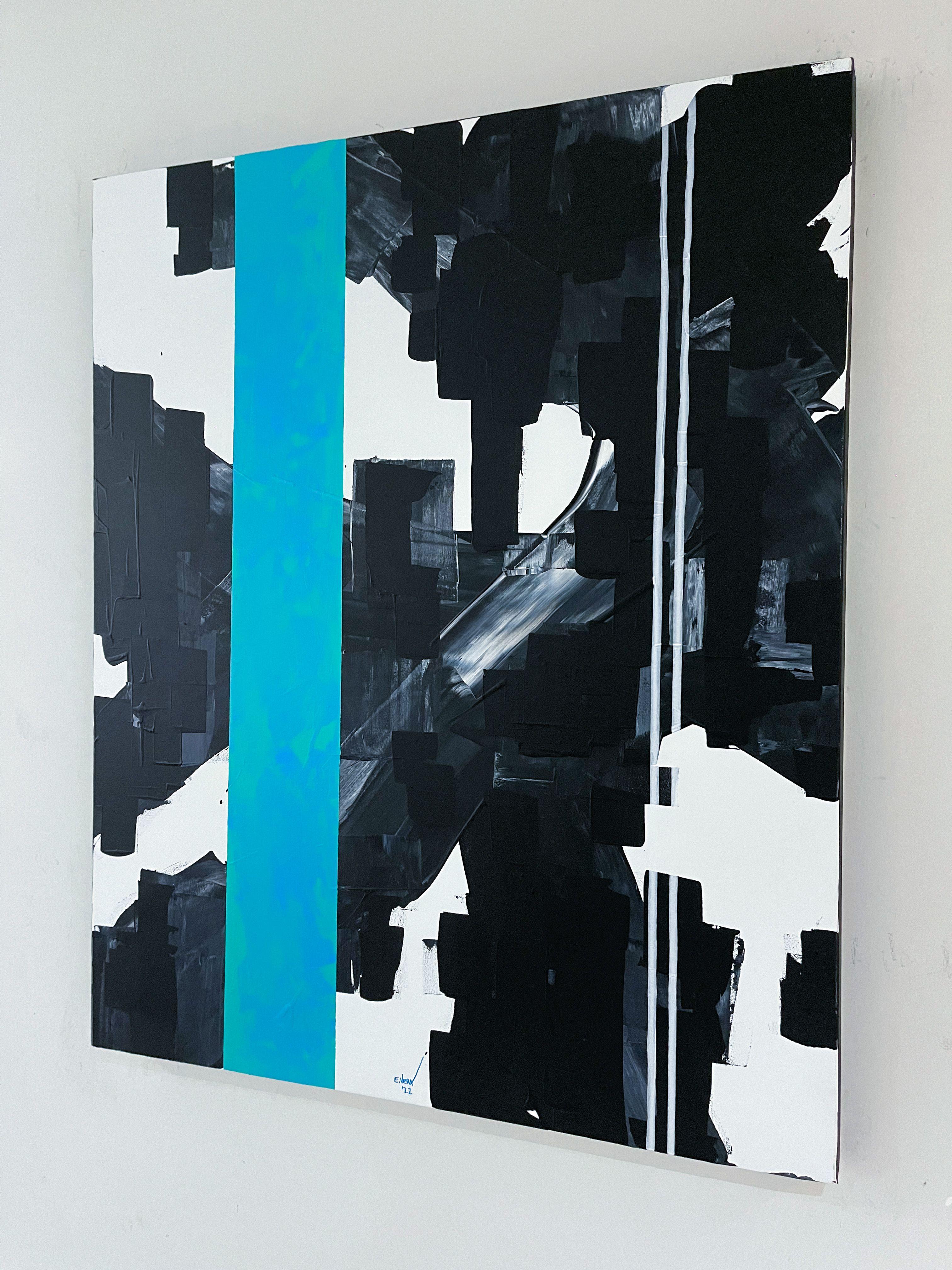 Inspirieren, Gemälde, Acryl auf Leinwand (Schwarz), Abstract Painting, von Esteban Vera