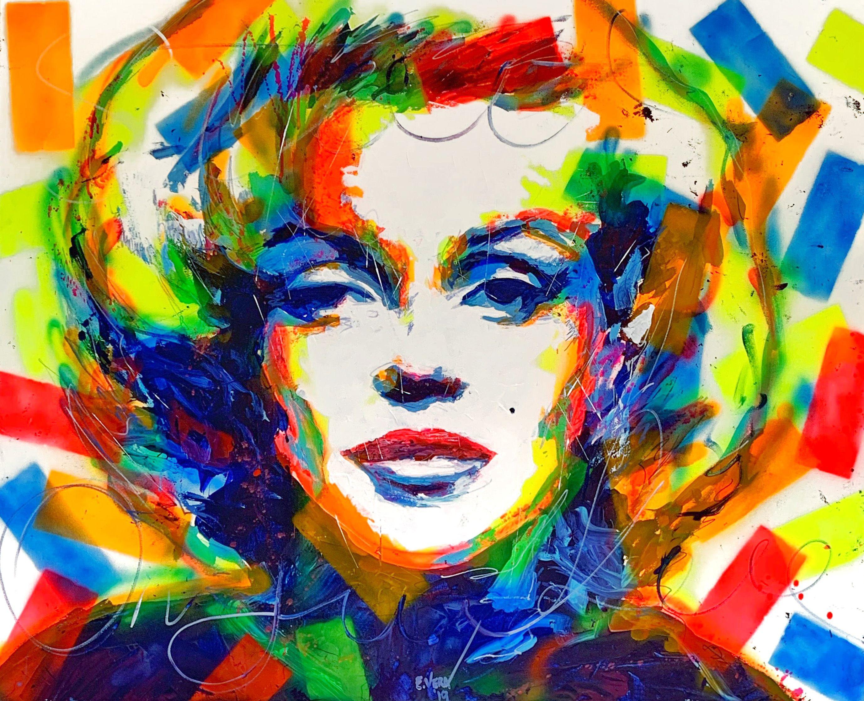 Marilyn Monroe inspired, great colors, acrylic and spray on canvas, great artwork, exhibitions in the best Art Galleries in France, USA and Mexico. :: Painting :: Pop-Art :: This piece comes with an official certificate of authenticity signed by the