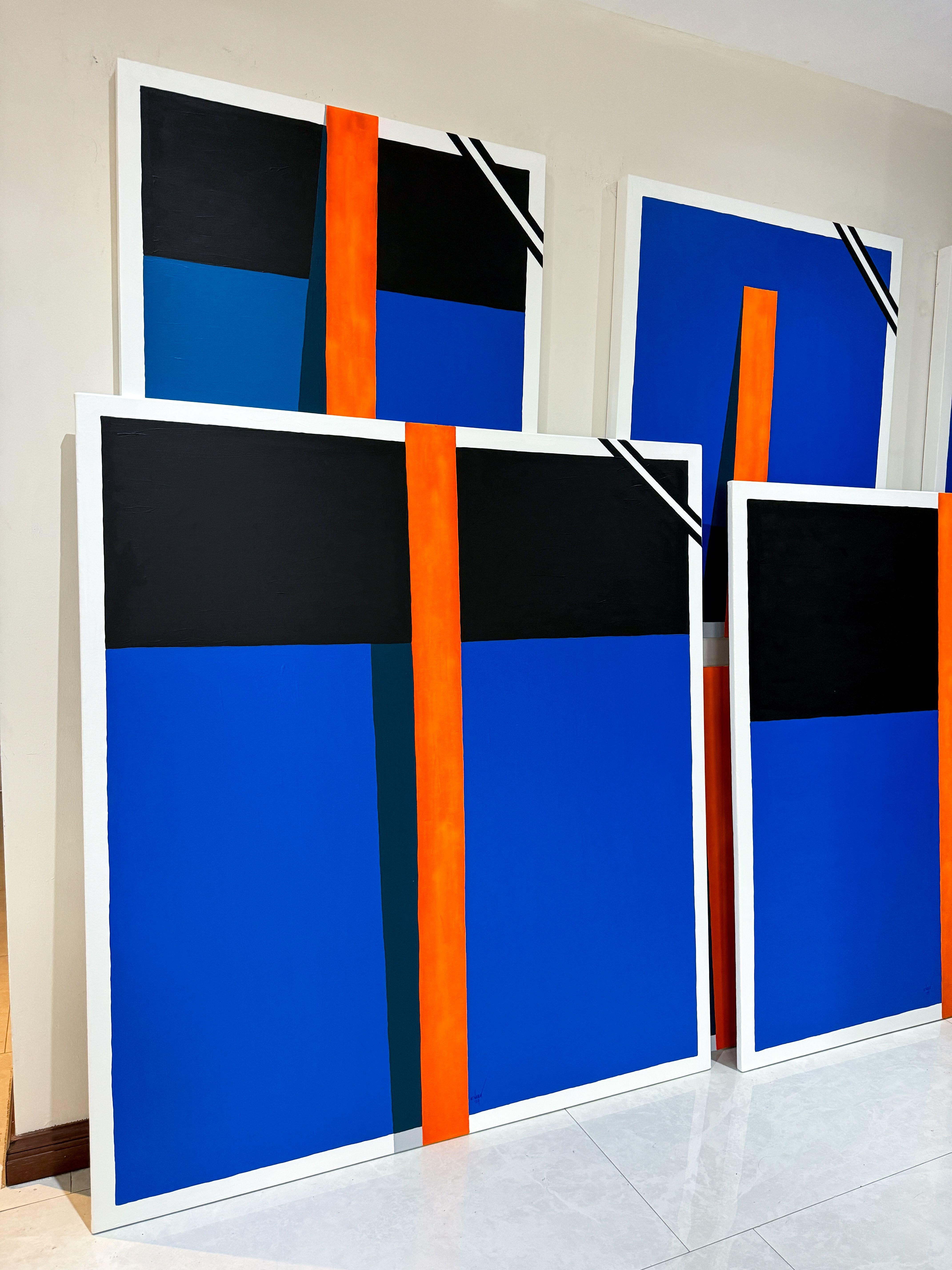 Optimistische Visionen, Gemälde, Acryl auf Leinwand (Violett), Abstract Painting, von Esteban Vera