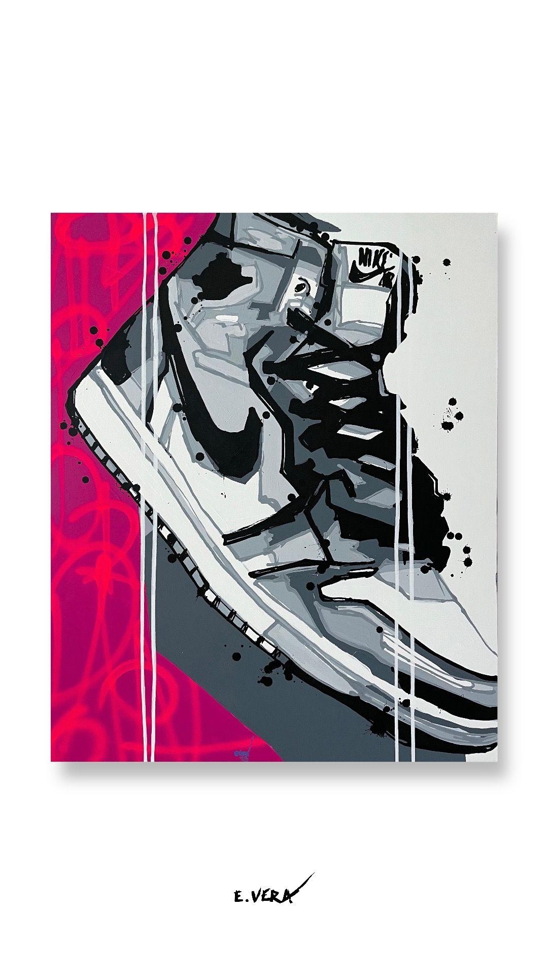 « Sneaker Dreams: Artistic Odes to the Air Jordan », peinture, acrylique sur toile - Moderne Painting par Esteban Vera