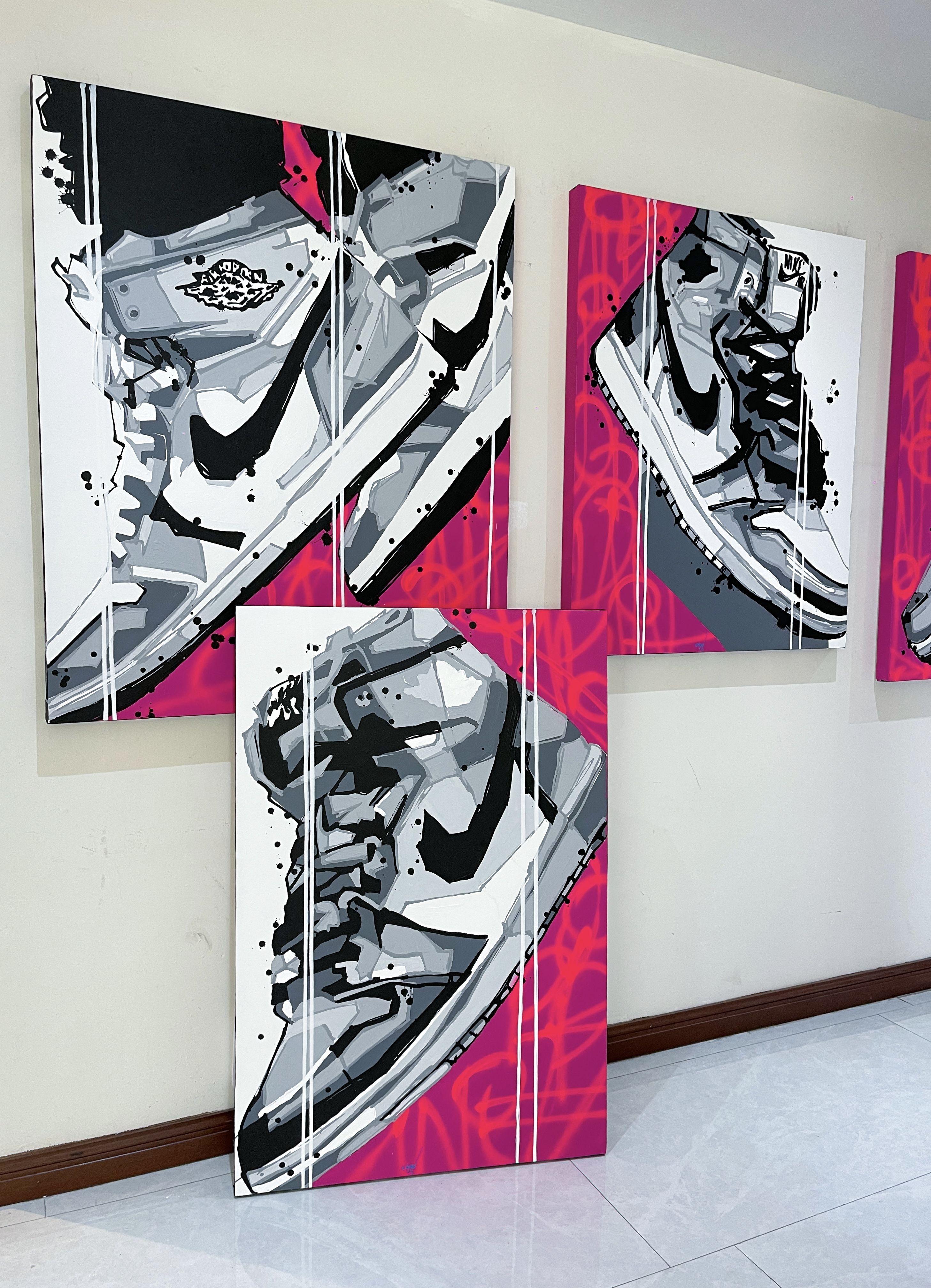Sneaker Dreams: Artistic Odes to the Air Jordan, Painting, Acrylic on Canvas For Sale 3