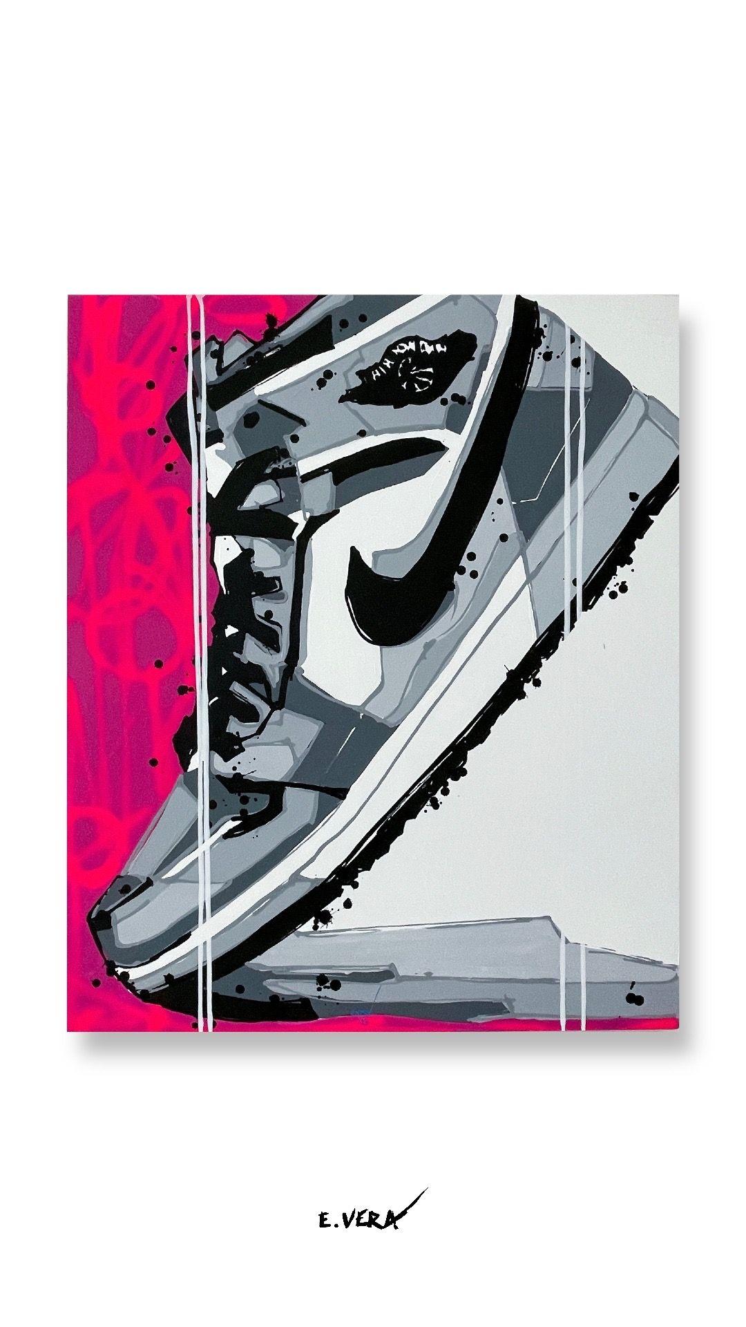 Sole Symphony: A Tribute to Air Jordan, Painting, Acrylic on Canvas For Sale 1