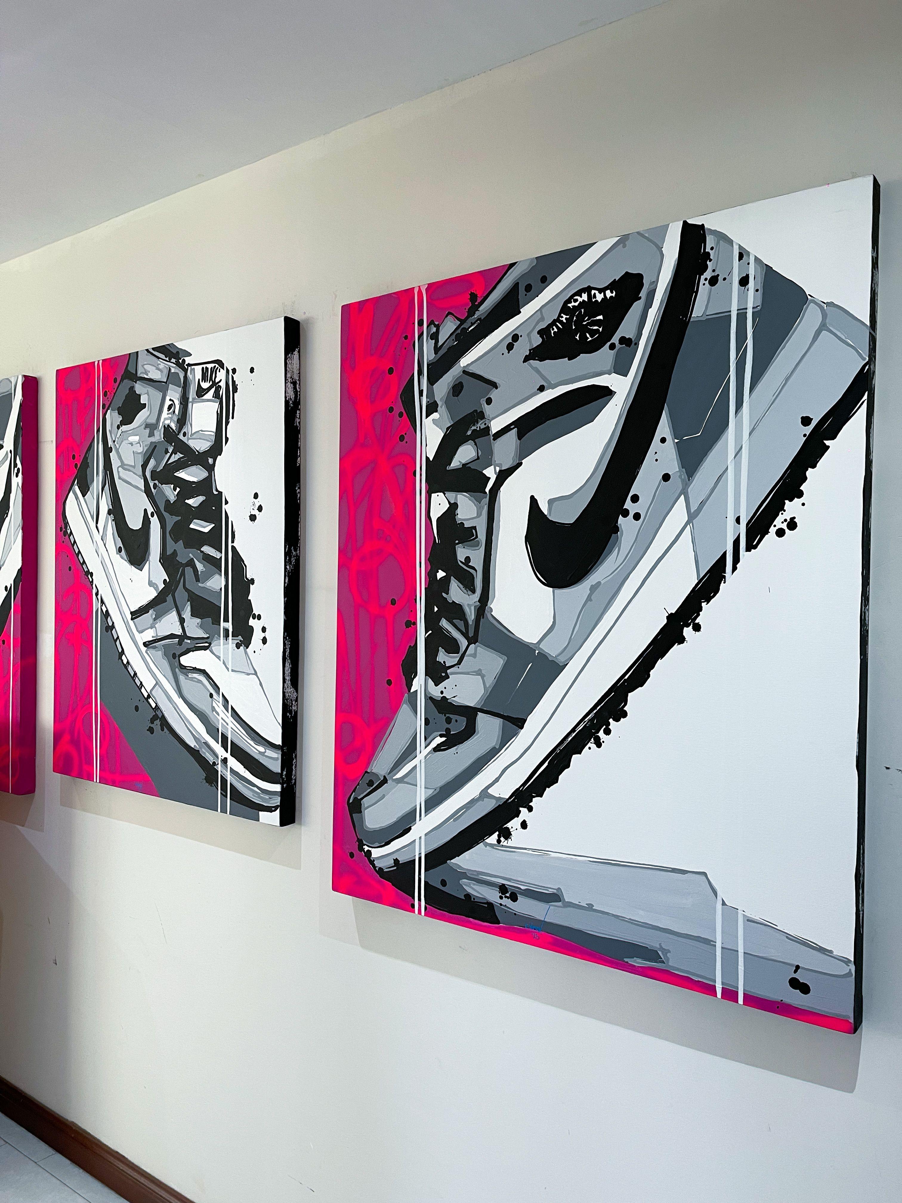 Sole Symphony: A Tribute to Air Jordan, Painting, Acrylic on Canvas For Sale 3