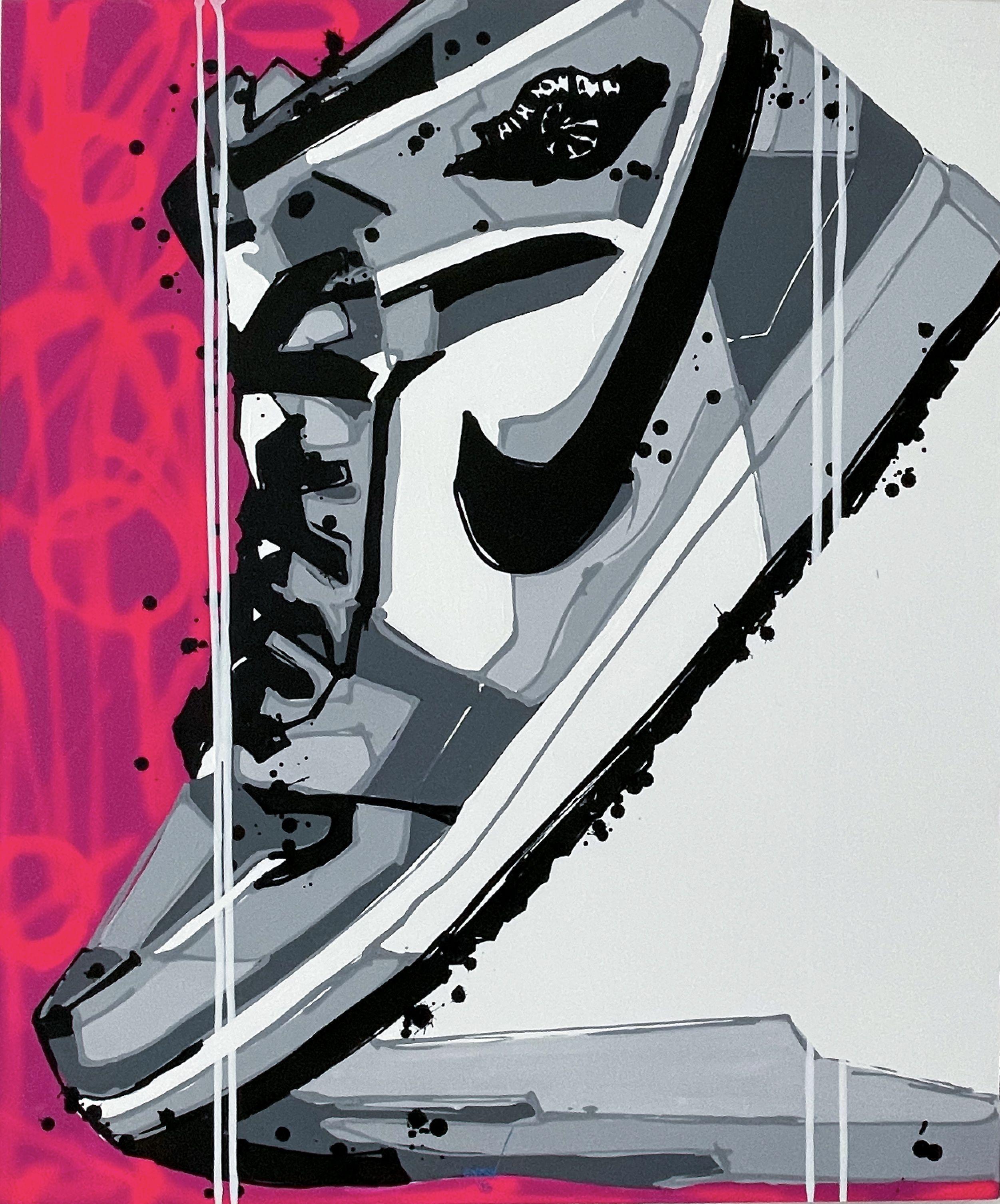 The artworks in this Limited Edition Series are visually striking and capture the iconic design of the Air Jordan 1 shoes in a bold and energetic way. The use of acrylic and spray paint adds depth and texture to the pieces, creating a sense of