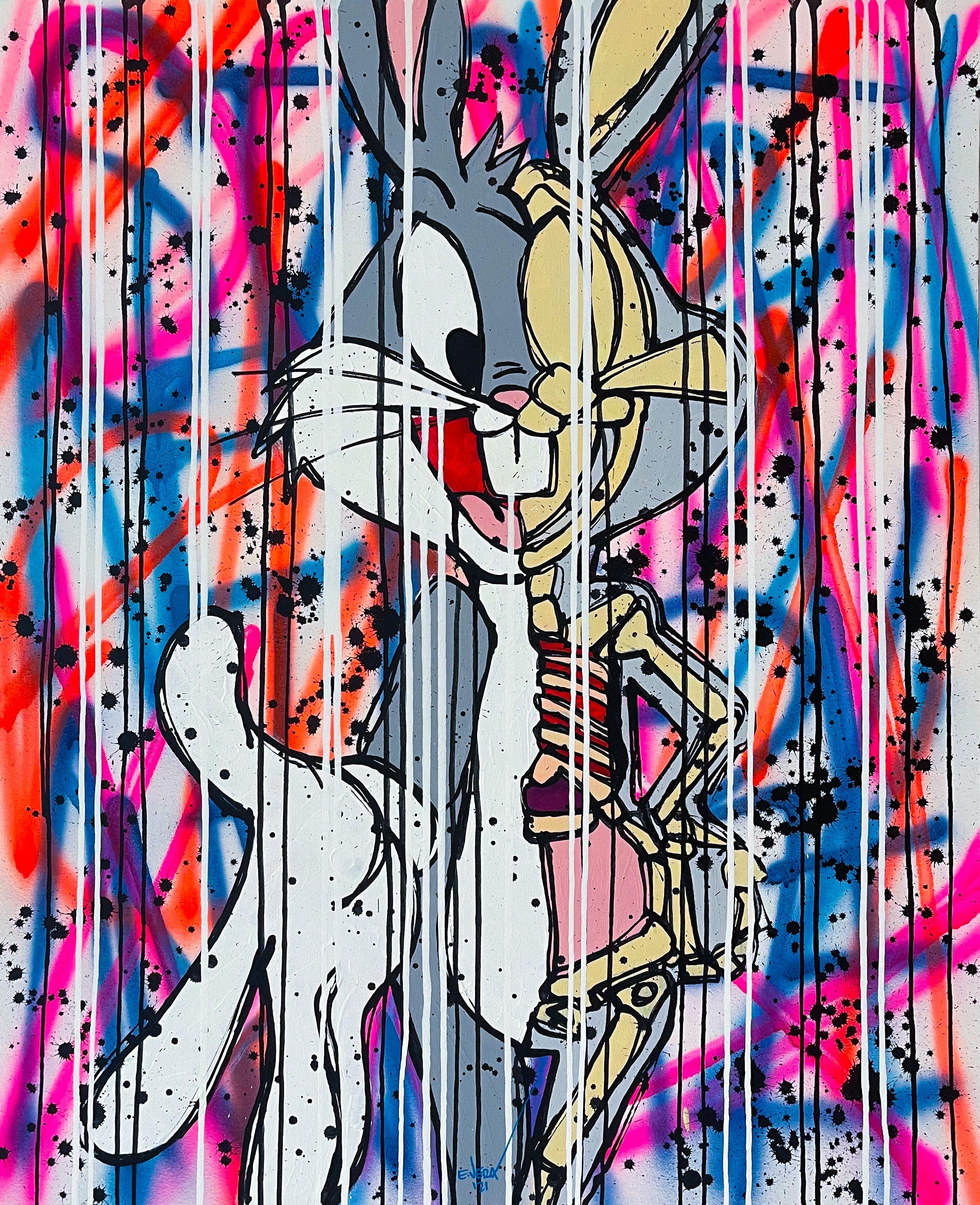 Bugs Bunny and Looney Tunes inspired, great colors, acrylic and spray on canvas, great art work, exhibitions in the best Art Galleries in France, USA and Mexico. :: Painting :: Pop-Art :: This piece comes with an official certificate of authenticity
