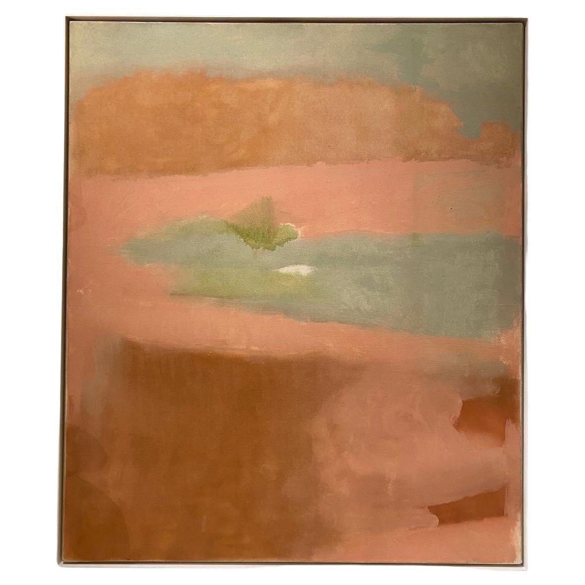 "Sagapoback", ein wunderschönes Farbfeldgemälde in Öl auf Leinwand des amerikanischen Künstlers Esteban Vicente (1903-2001). Er wurde in Turégano, Spanien, geboren und gehörte zur ersten Generation der abstrakten Expressionisten der New York School.