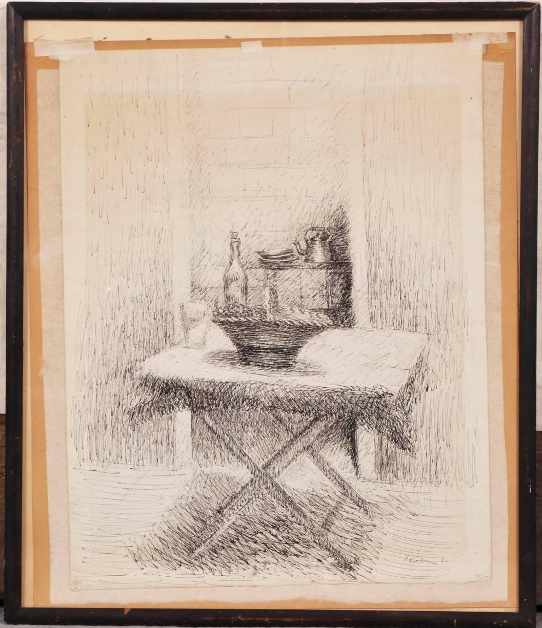 Esteban Vincente Pen and Ink Drawing - Still Life, 1934 In Good Condition In Bridgeport, CT