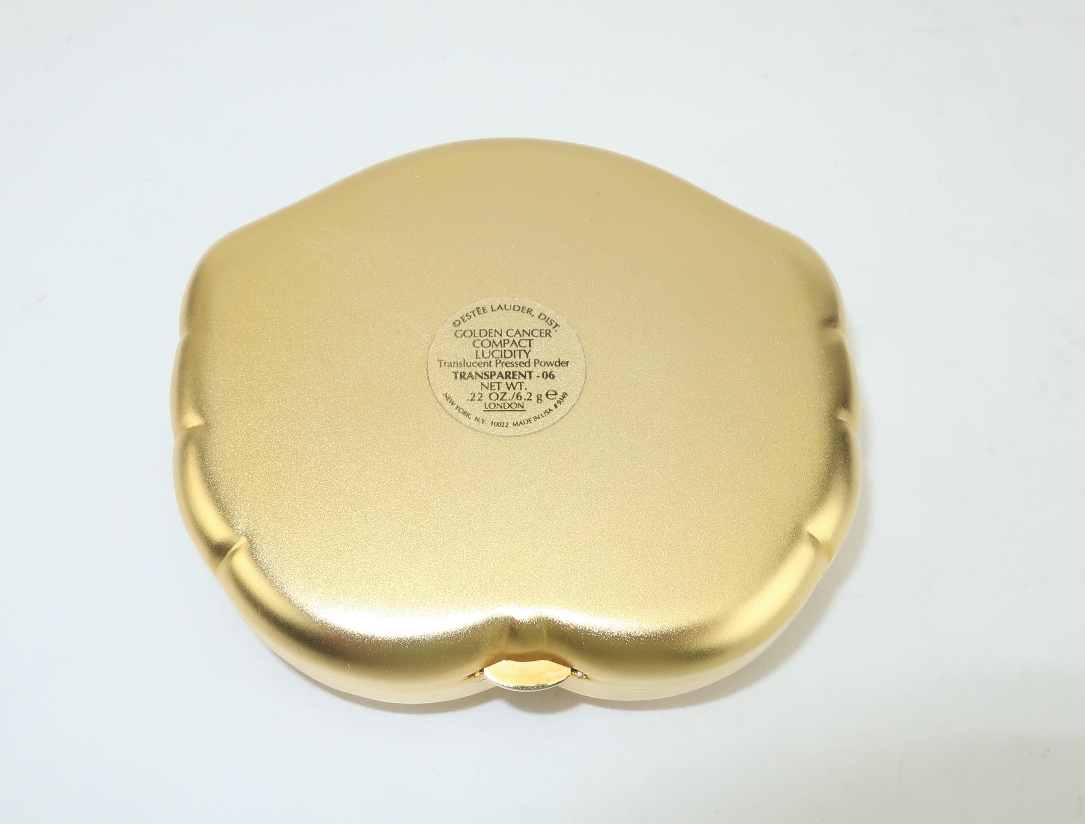 Estee Lauder Golden Cancer Mirrored Powder Zodiac Crab Compact In Good Condition In Atlanta, GA