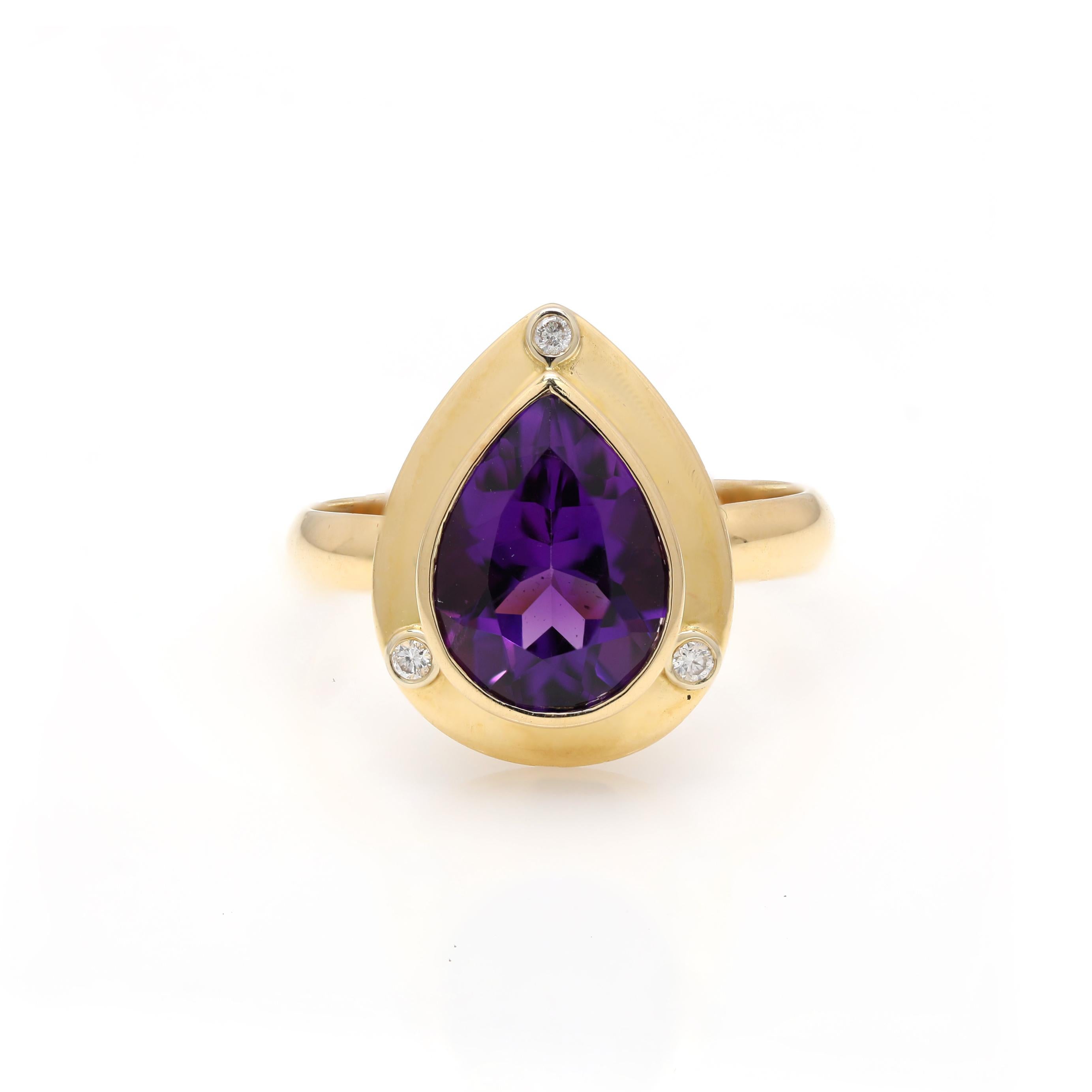 For Sale:  Estelar 2.45ct Amethyst Ring with Diamonds Mounted with 18k Yellow Gold 3