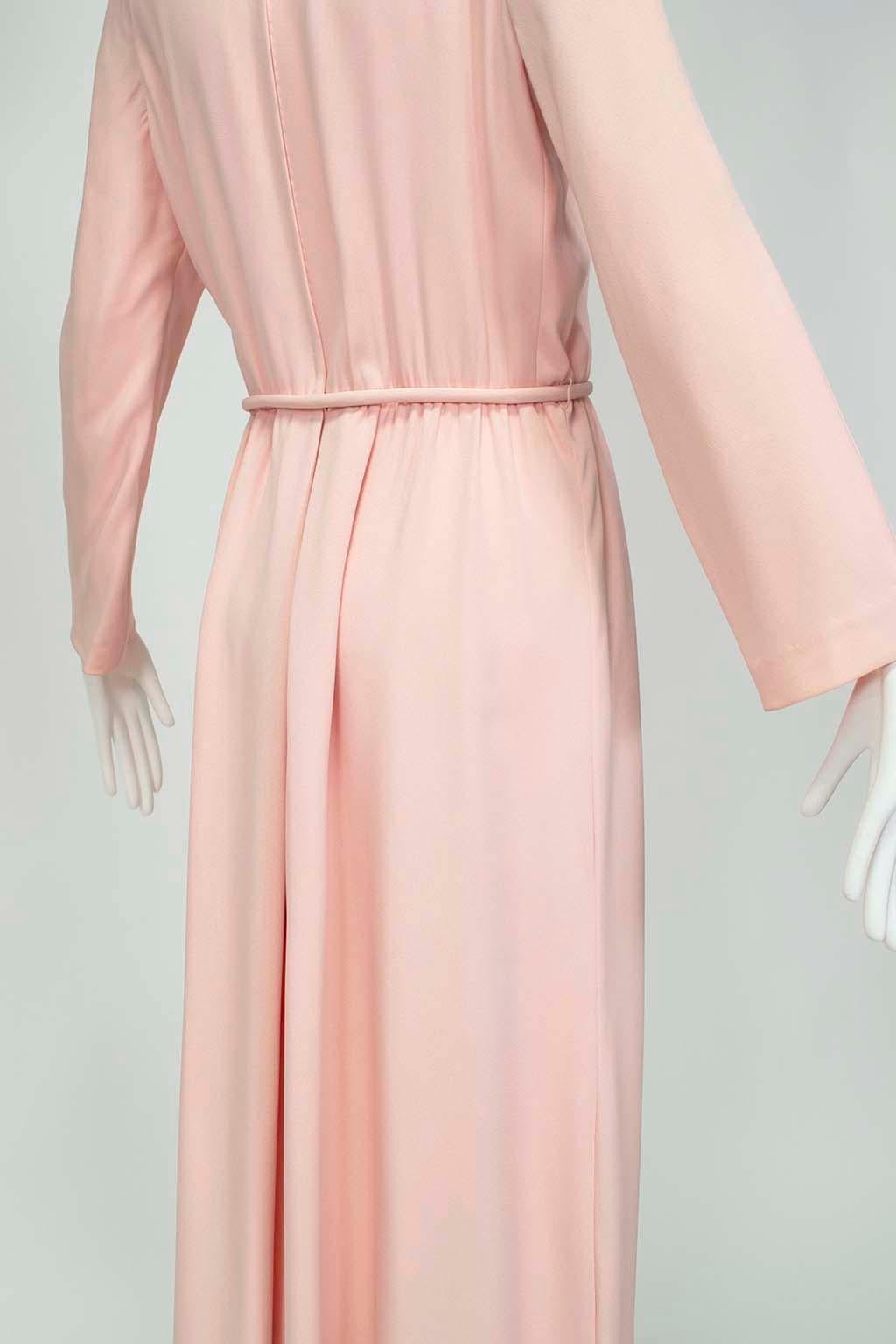 Estelle Allardale Pink Silk Kiss of the Spiderwoman Jeweled Maxi Gown – M, 1960s 4