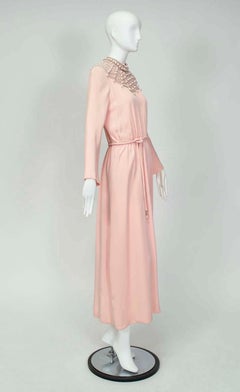 Estelle Allardale Pink Silk Kiss of the Spiderwoman Jeweled Maxi Gown – M, 1960s