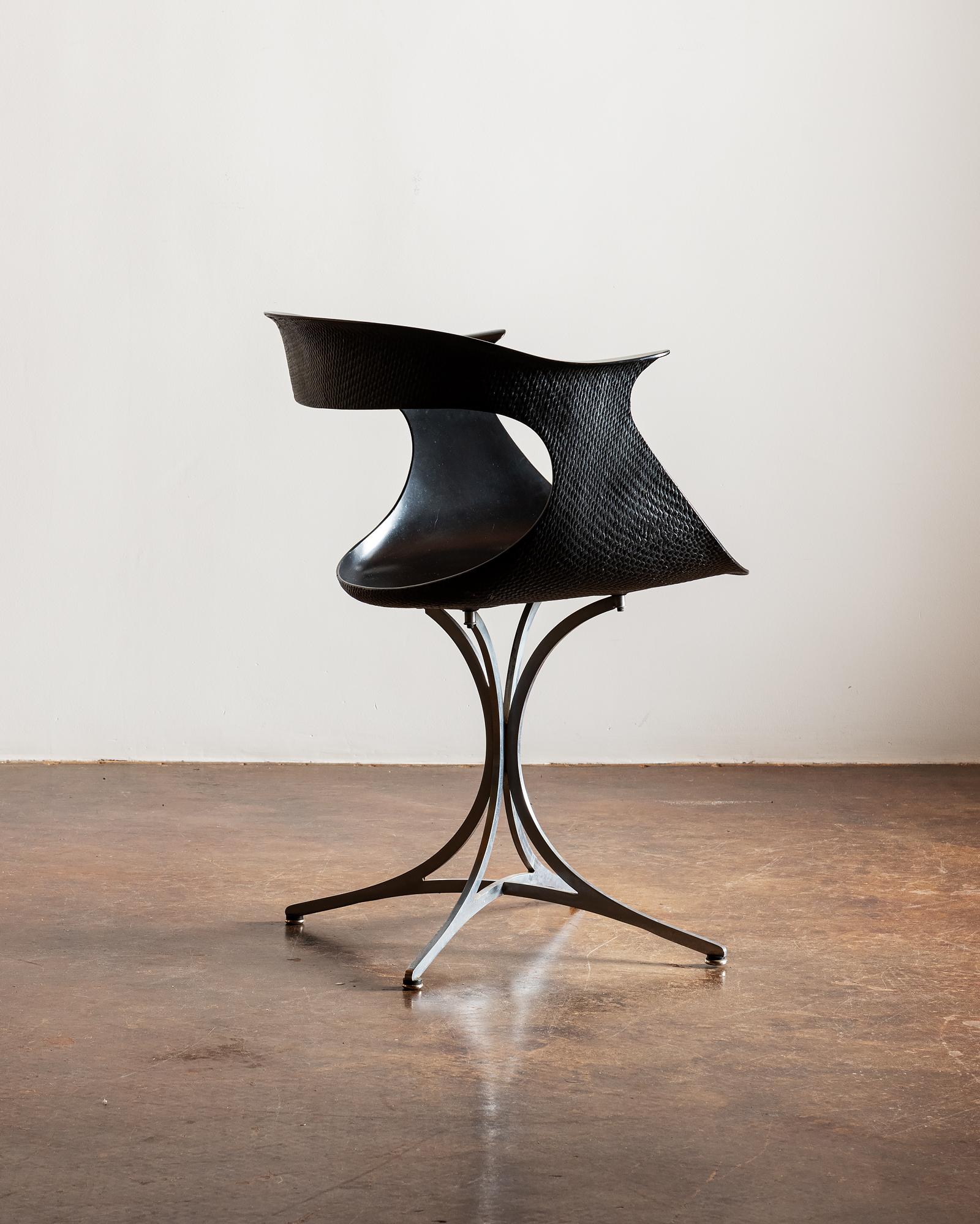 Stainless Steel Estelle and Erwine Laverne Lotus Chair in Black, United States, 1960s