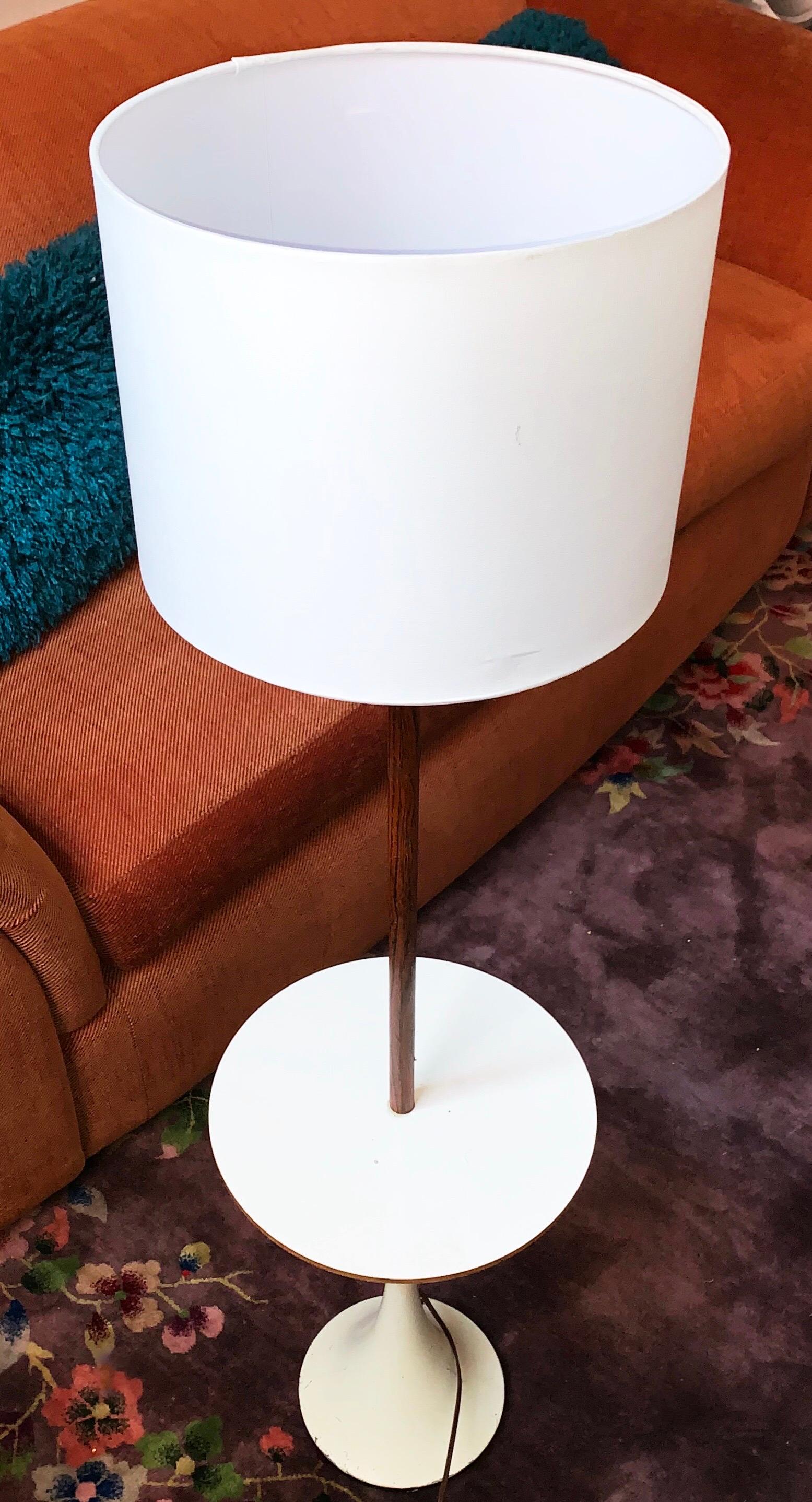 Estelle and Erwine Laverne for Laverne originals - Tulip base rosewood lamp table floor lamp. Maker’s mark on underside. Extremely rare example of a piece by E & E Laverne that includes wood of any sort (rosewood) alongside the non-traditional