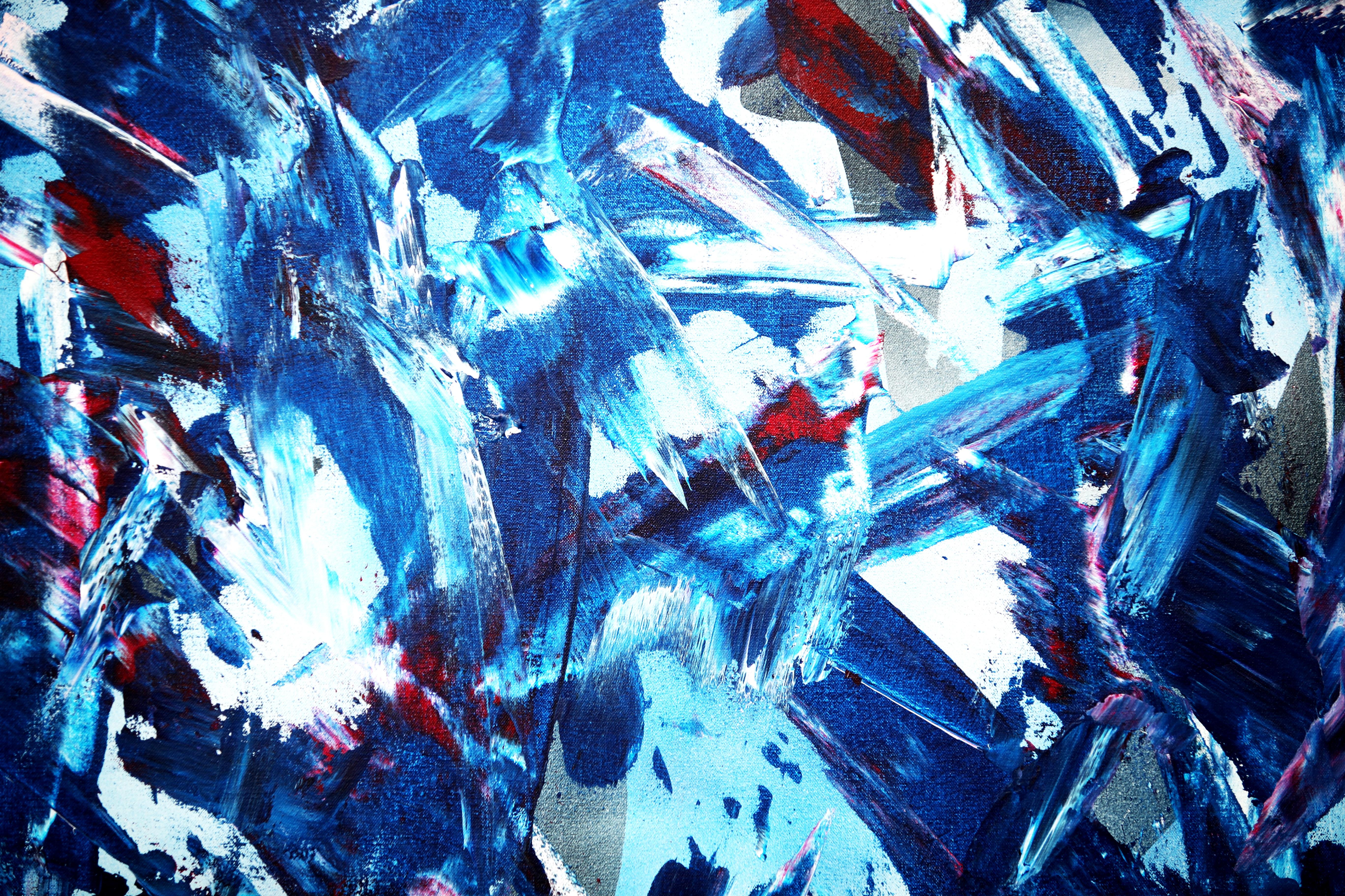 Colour Conflict  - Blue Abstract Painting by Estelle Asmodelle
