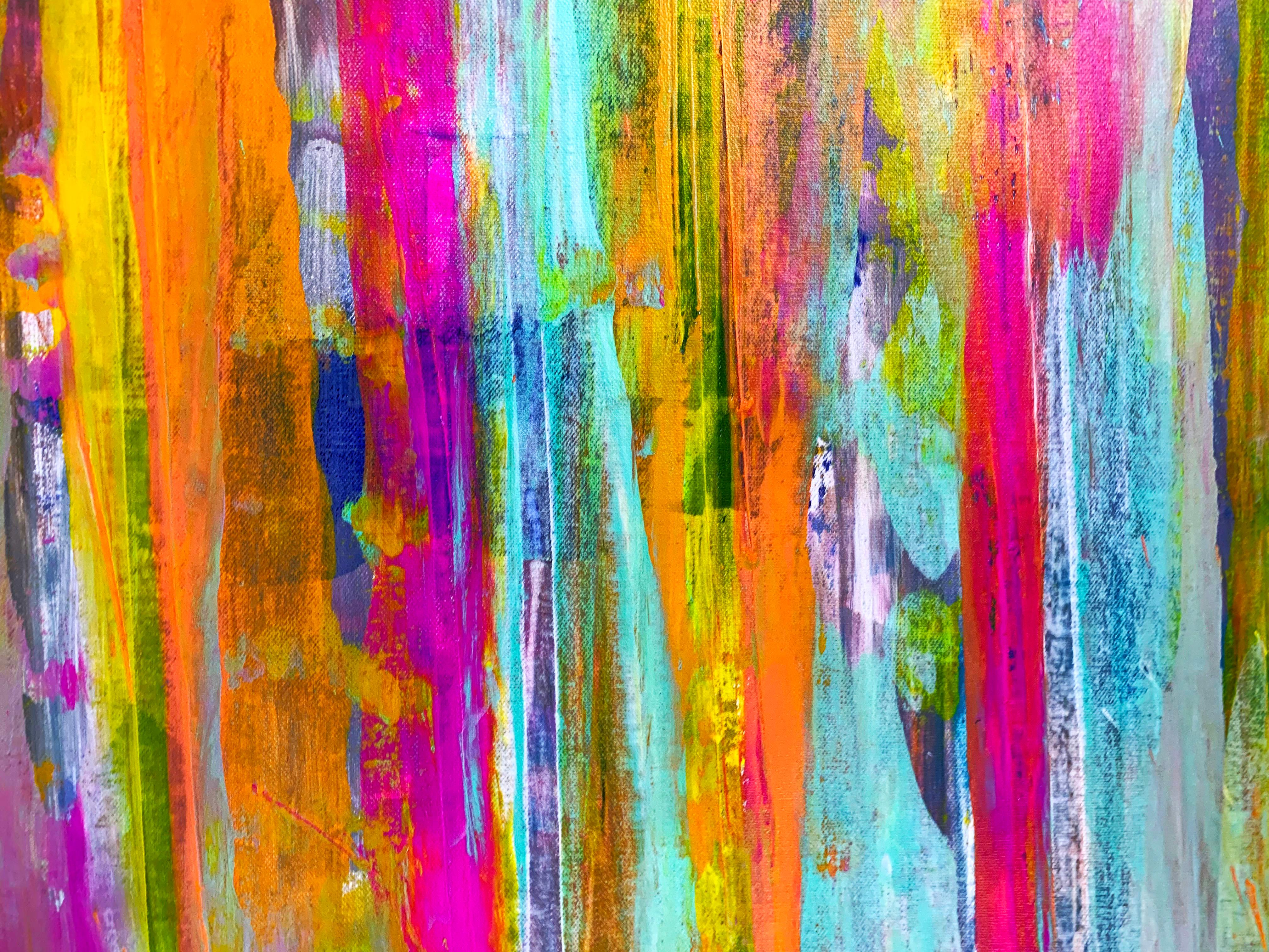 Coloured Waterfall - Abstract Expressionist Painting by Estelle Asmodelle