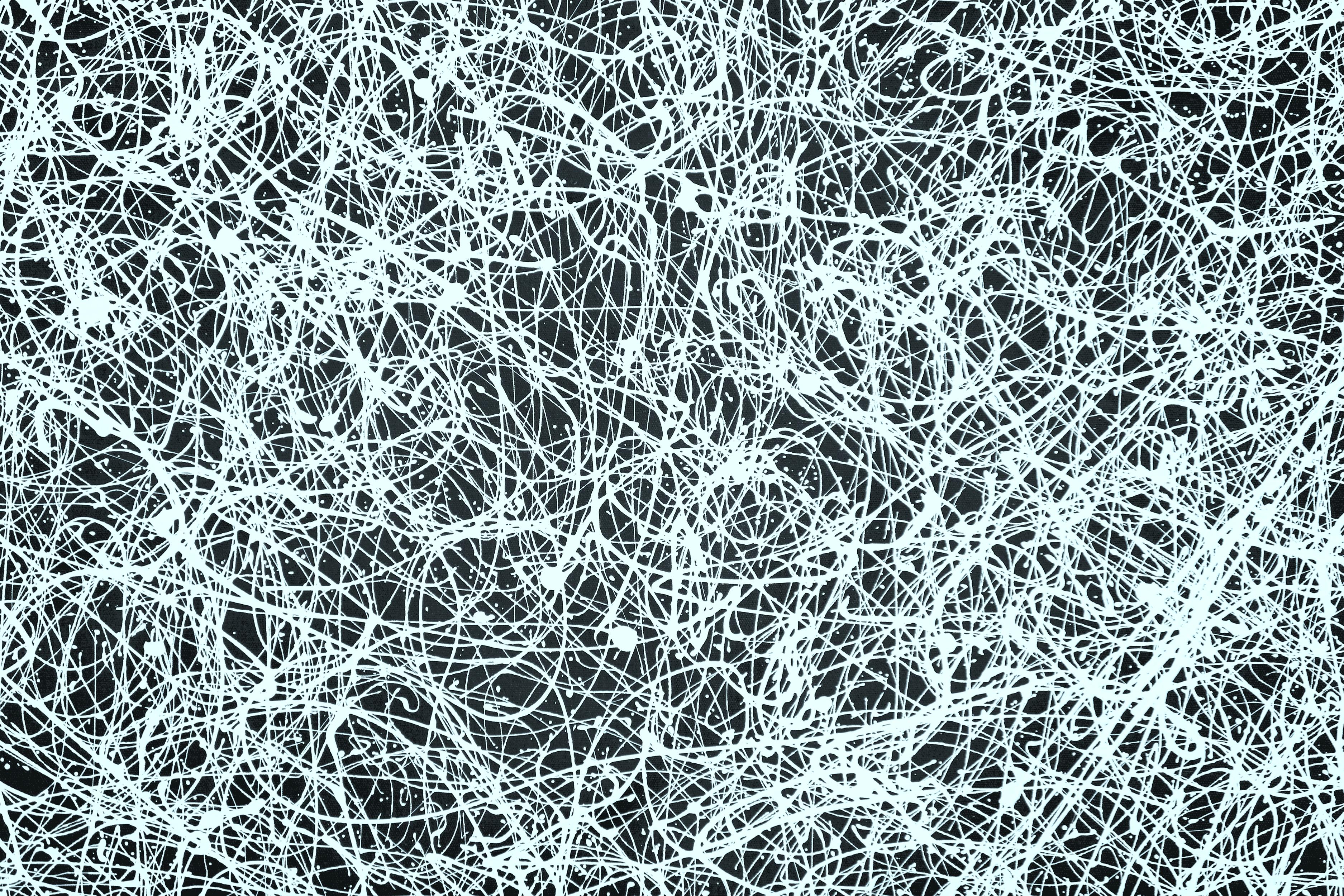 Kosmisches Netz (Grau), Abstract Painting, von Estelle Asmodelle