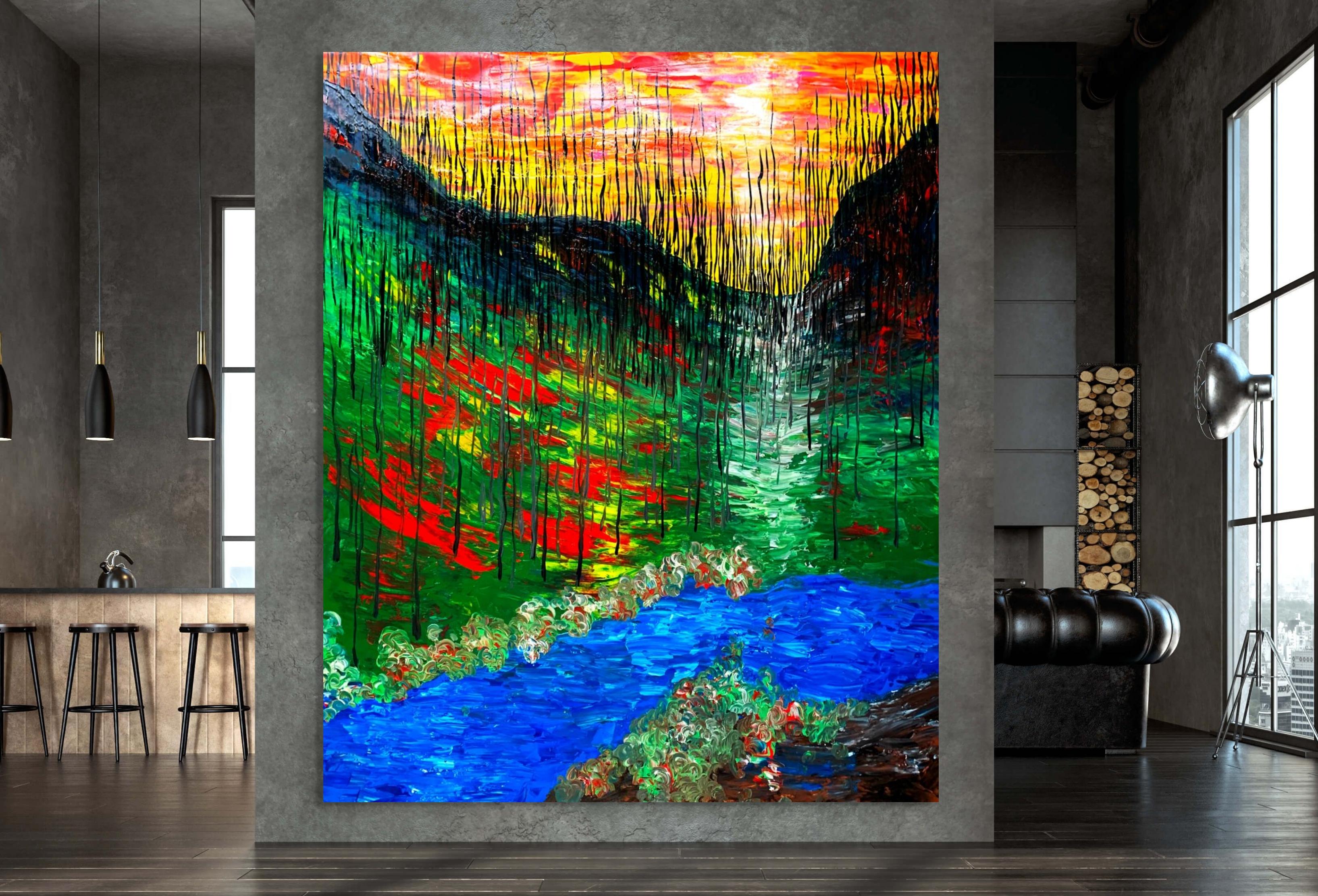 Gully d'arbres morts - Expressionnisme abstrait Painting par Estelle Asmodelle