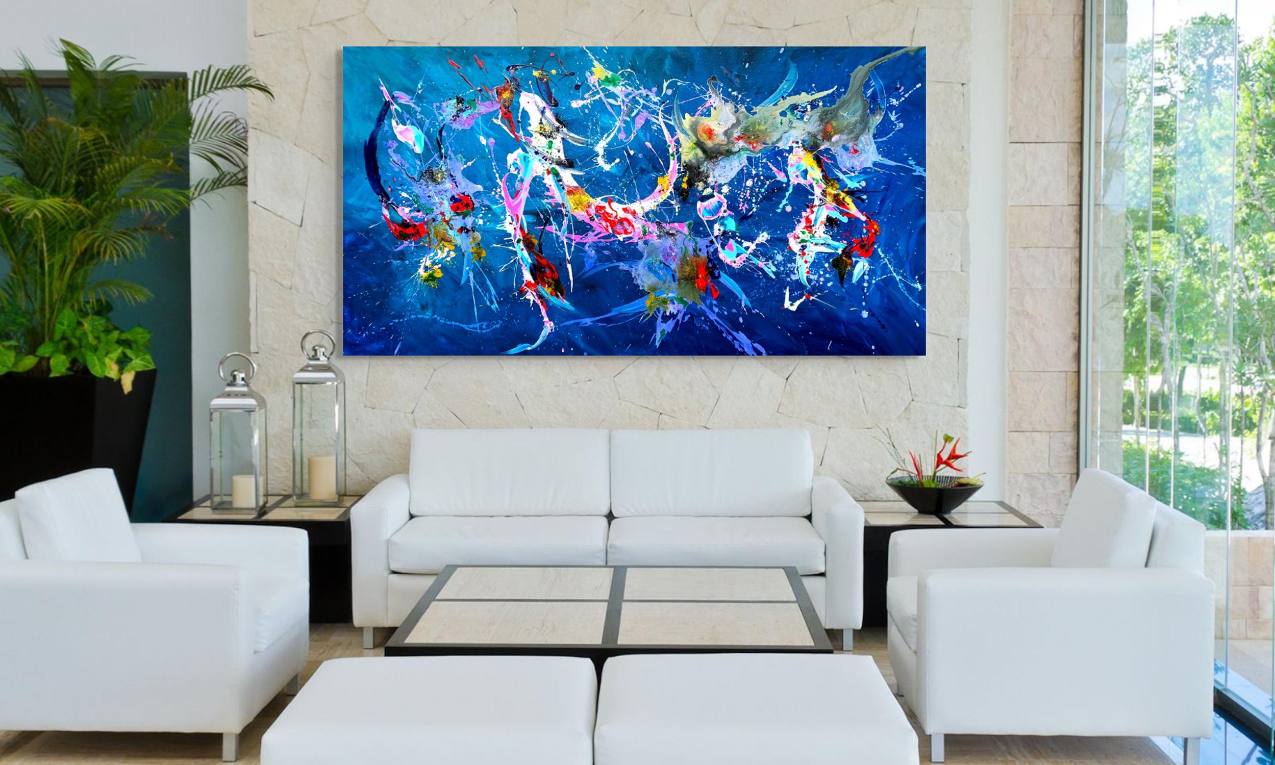 Deep Sea Creatures - Abstract Expressionist Painting by Estelle Asmodelle