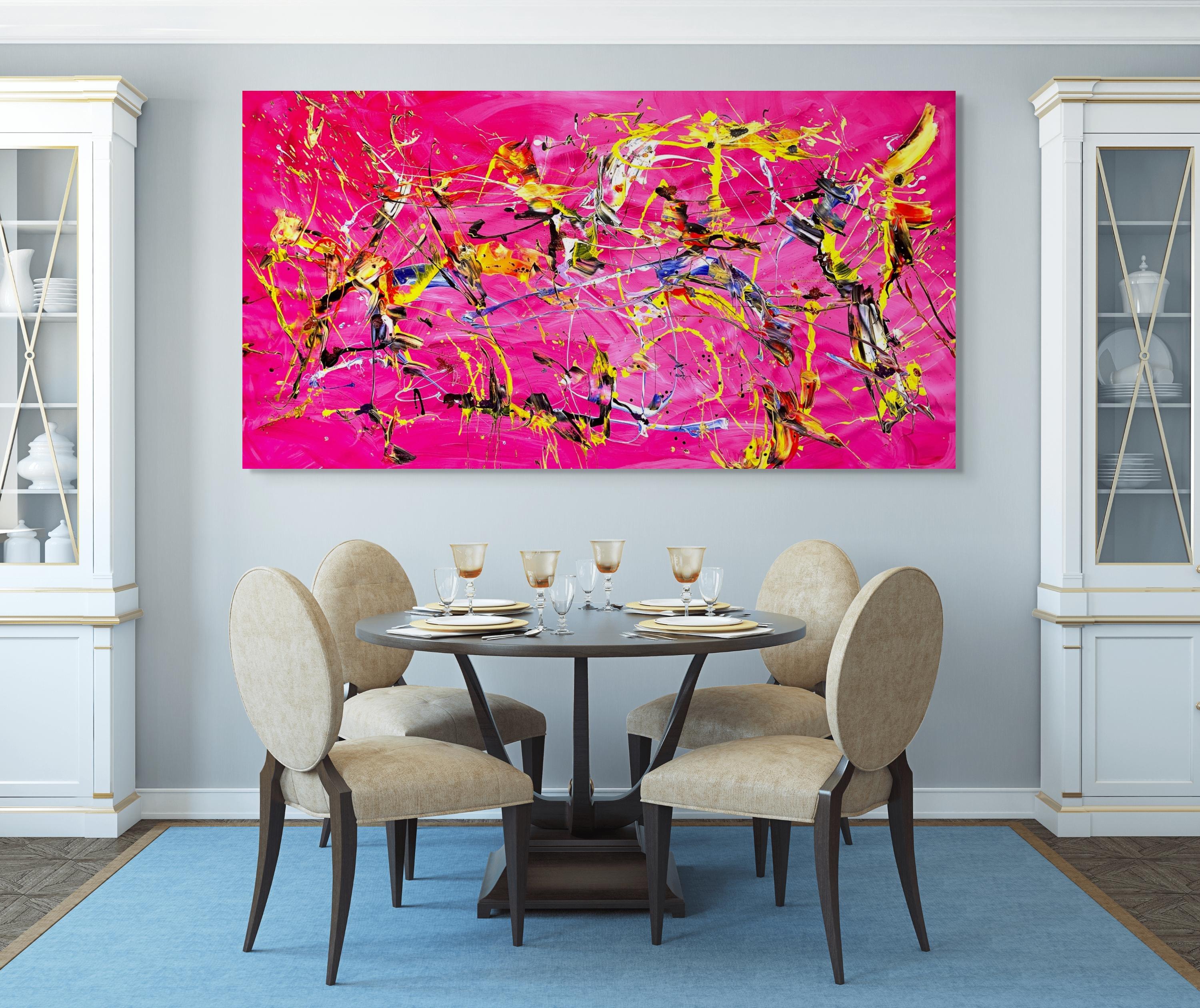 Deep Sea Creatures - Warm Bathing - Abstract Expressionist Painting by Estelle Asmodelle