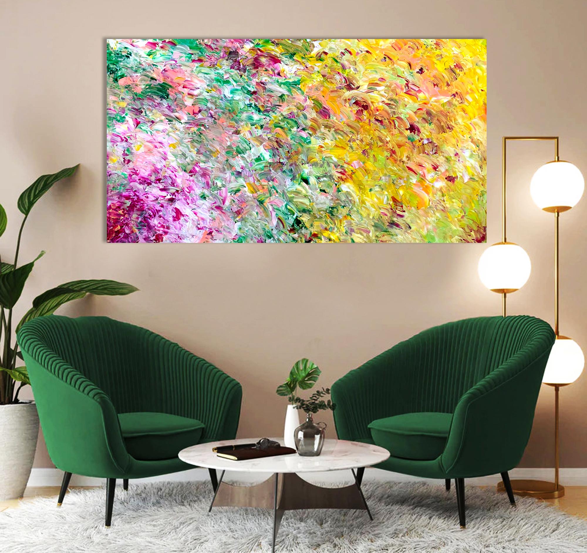 Floral Landscape - Abstract Expressionist Painting by Estelle Asmodelle
