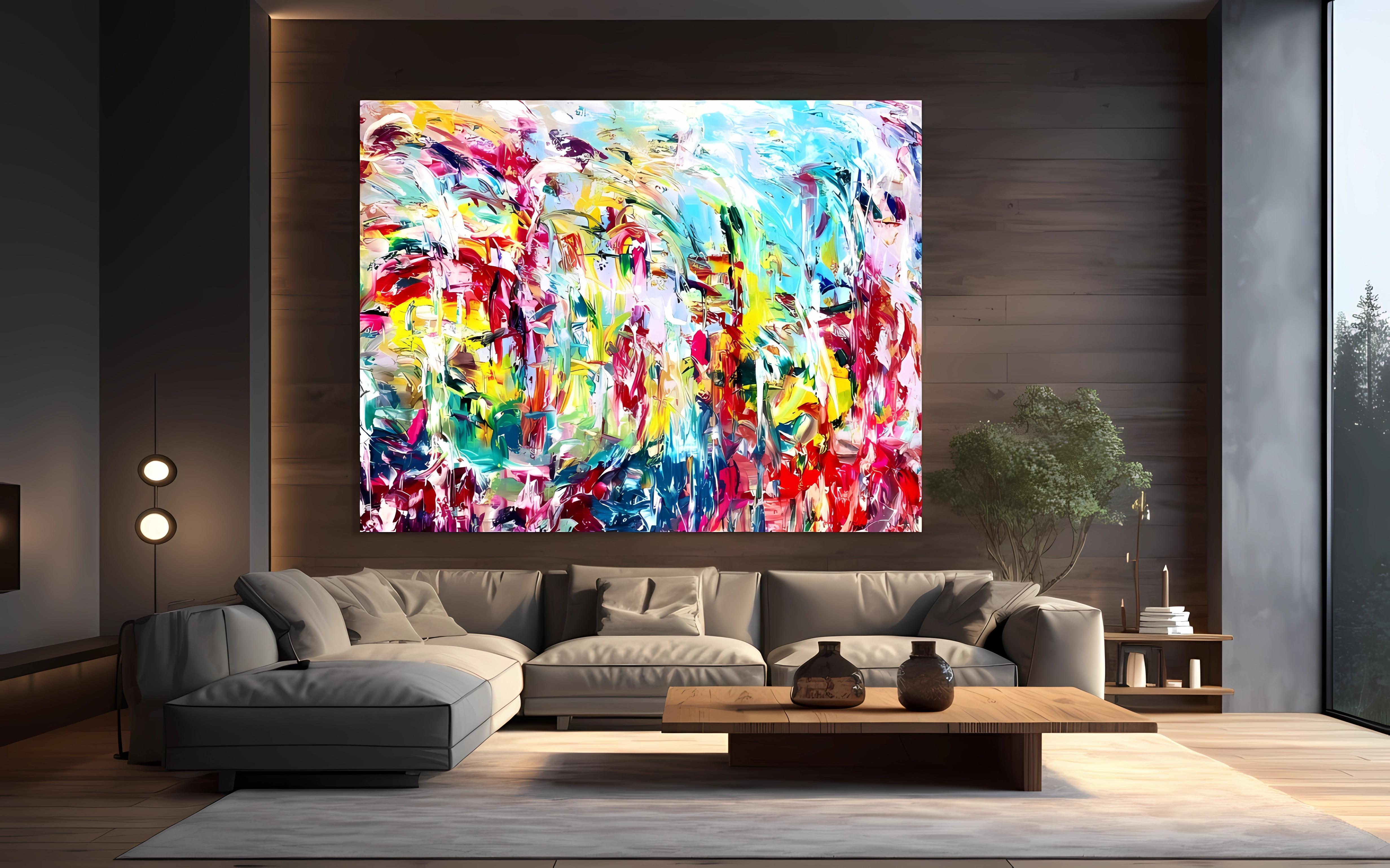 Koko de Machimasu (I'll Wait Here) - Abstract Expressionist Painting by Estelle Asmodelle
