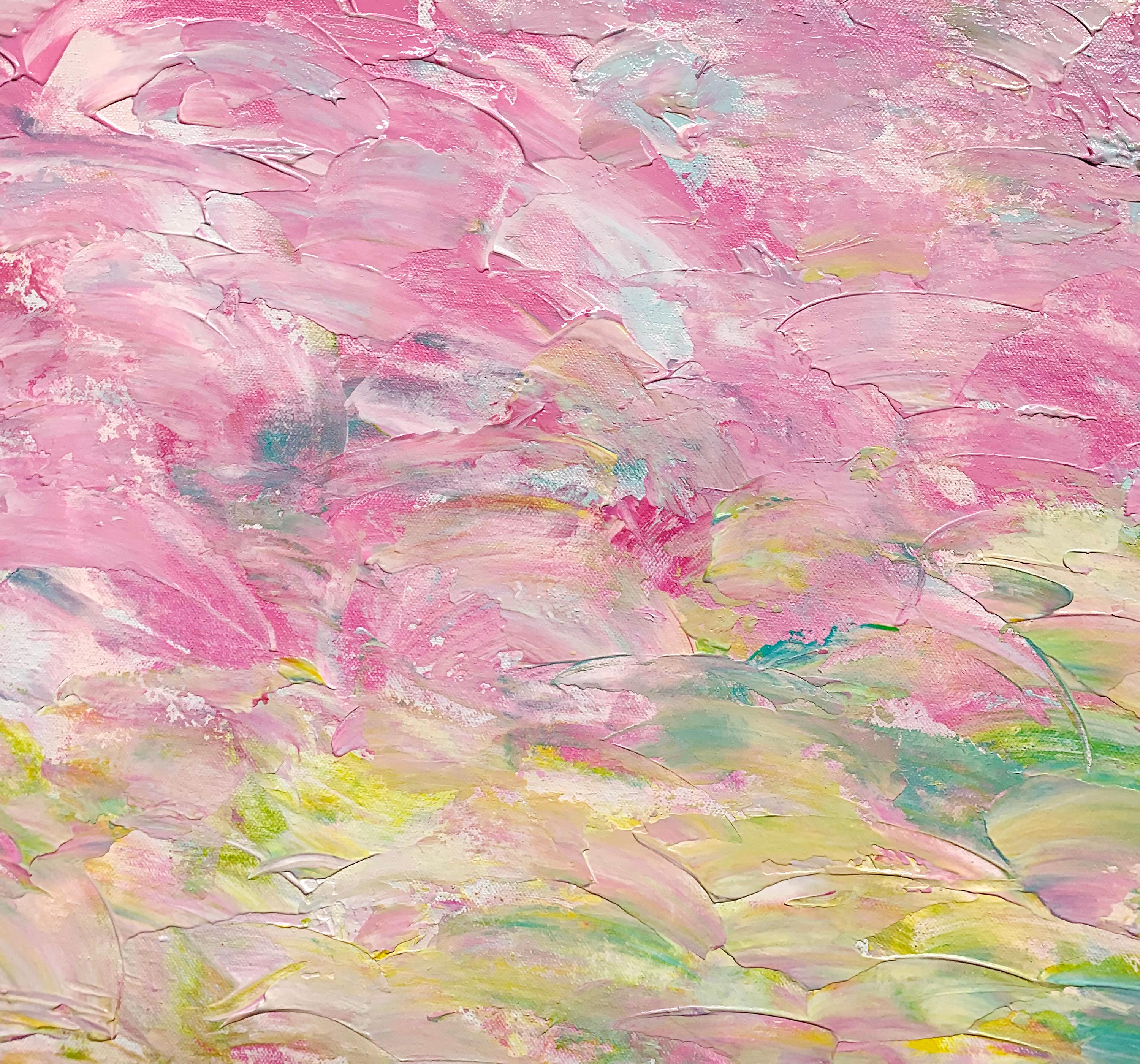 This painting is a mood artwork, where the feeling is being comfortable, so reassured as if somehow the feelings of licking a lollipop as a child have returned. The work is in the style of abstract expressionism.

This artwork is painted on
